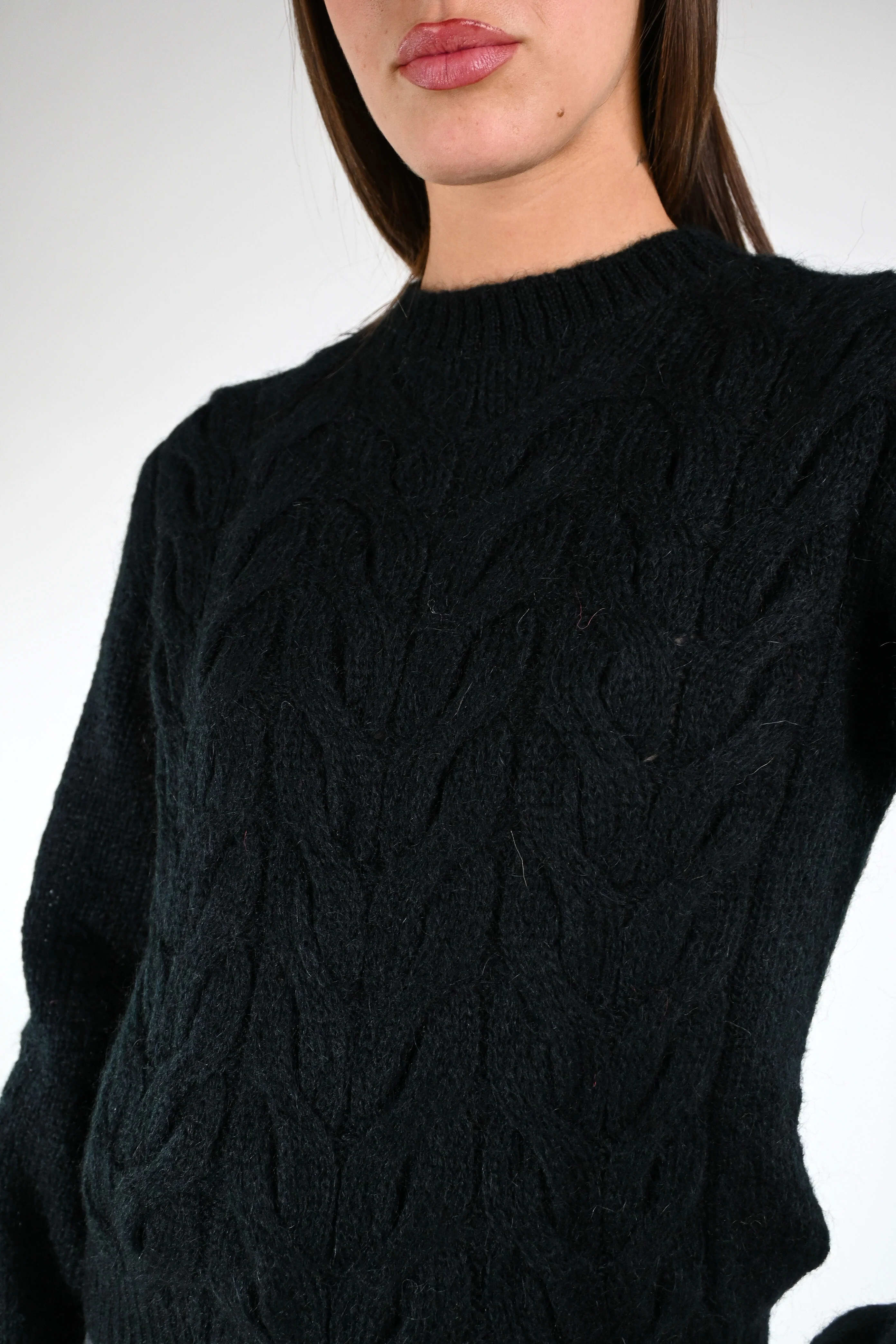 TENSIONE IN - MAGLIA TRECCE MOHAIR ART.J64A401 - NERO - Image 5