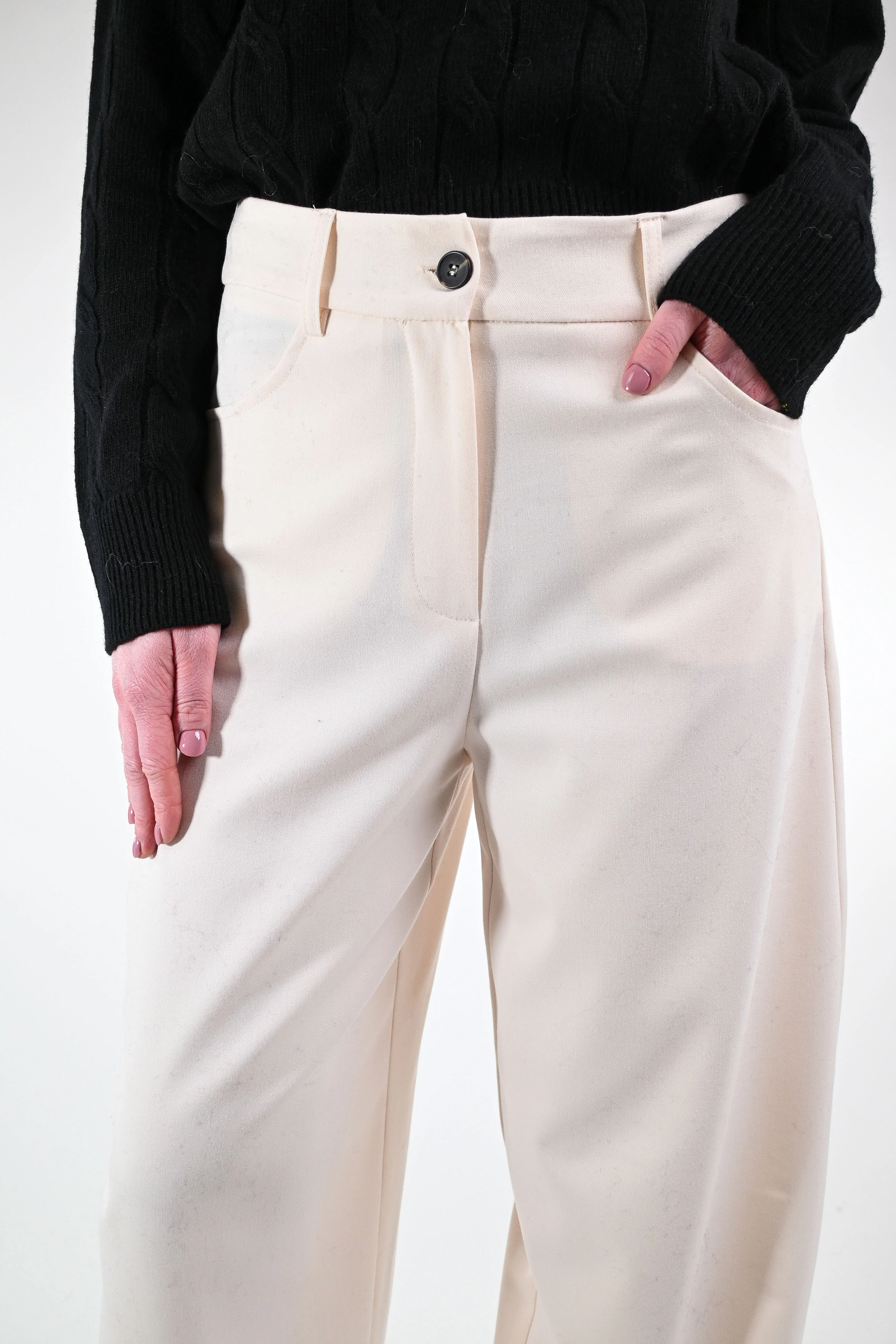 TENSIONE IN - PANTALONE BALLOON FLANELLA ART.26P1743 - PANNA - Image 5