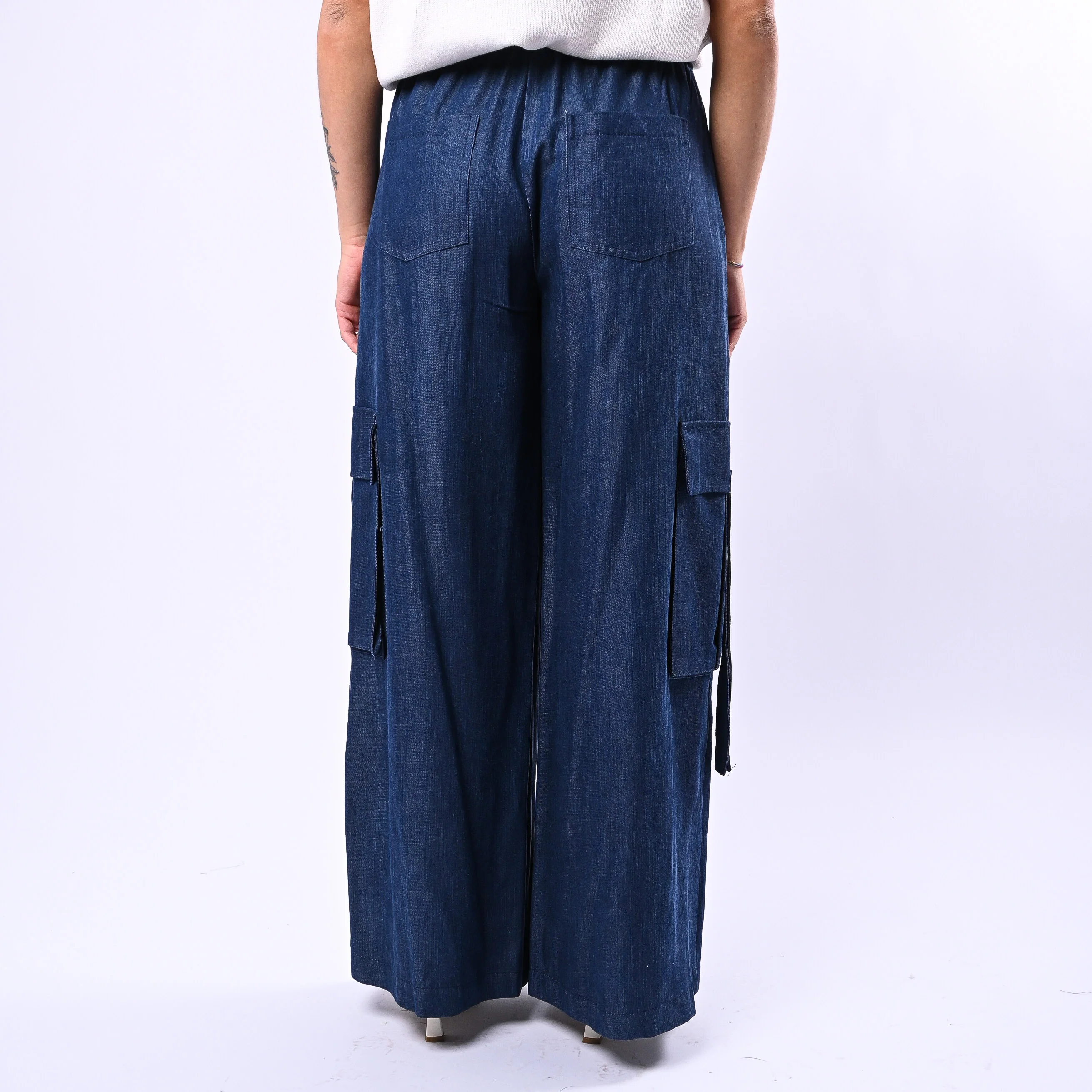 TENSIONE IN - PANTALONE CARGO IN LYOCELL ART.26P3809 - DENIM SCURO - Image 4