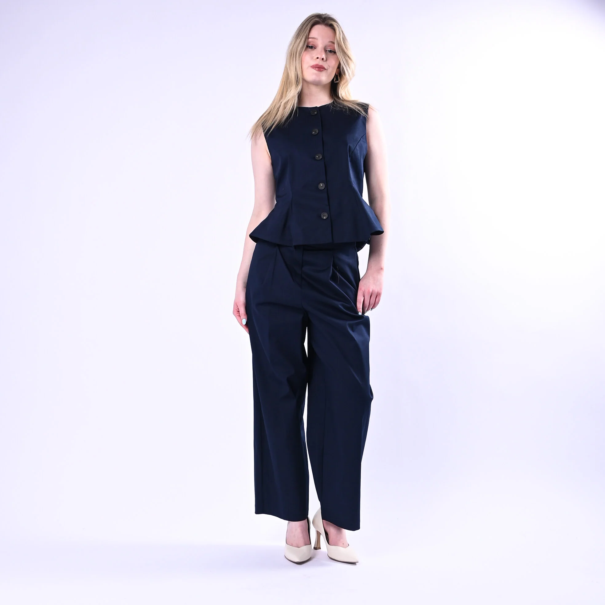 TENSIONE IN - PANTALONE DRITTO CON PINCES ART.26P4116/B - BLU - Image 6