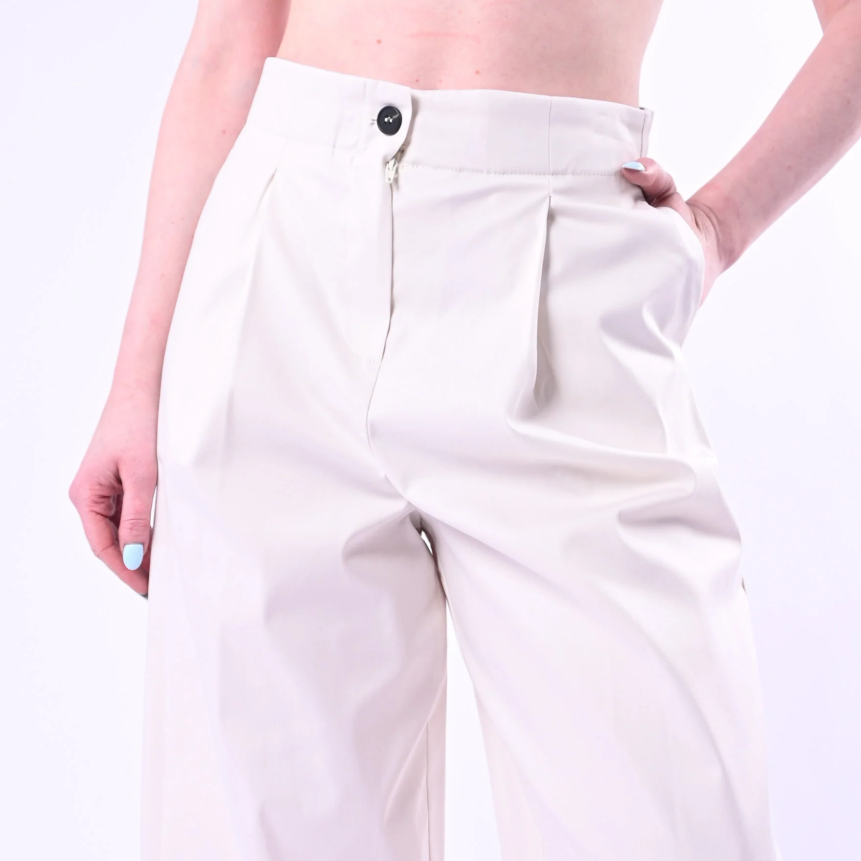 TENSIONE IN - PANTALONE DRITTO CON PINCES ART.26P4516/P - PANNA - Image 5