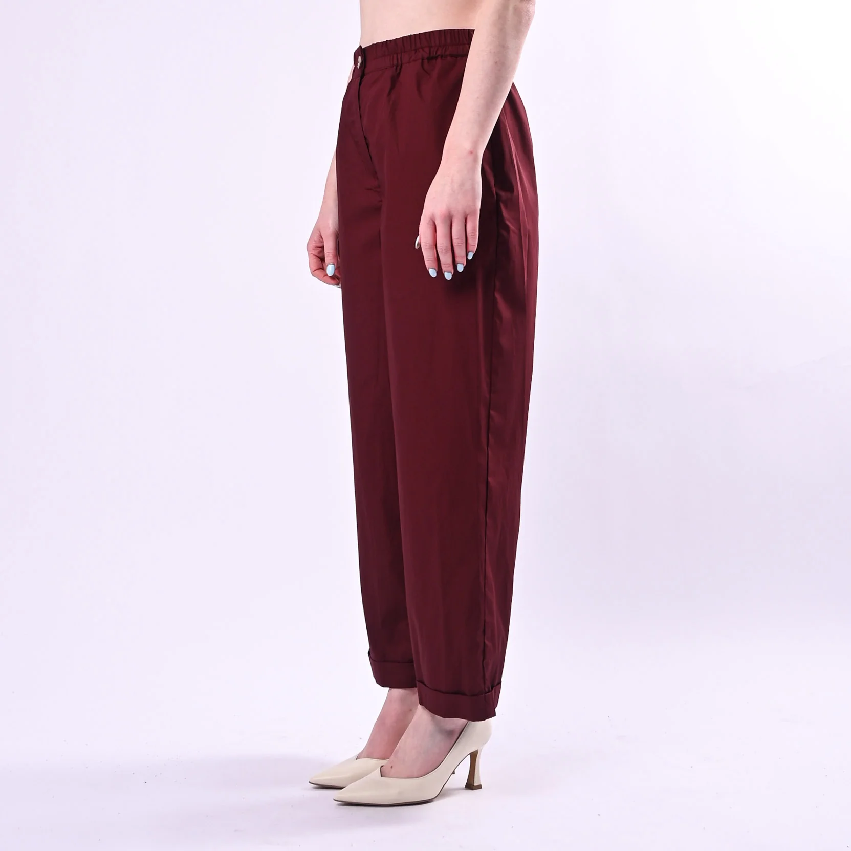 TENSIONE IN - PANTALONE DRITTO IN POPELINE ART. 26P4936/B - BORDEAUX - Image 2