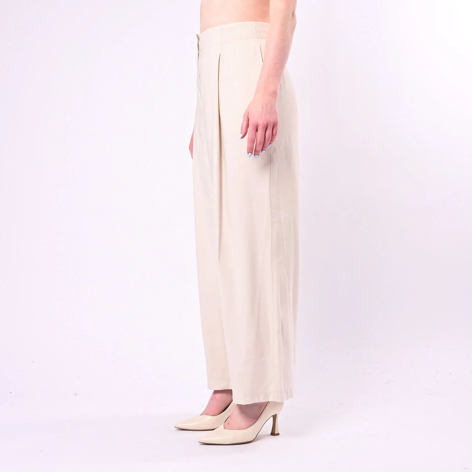 TENSIONE IN - PANTALONE PALAZZO CON PINCES ART. 26P4818/A - AVORIO - Image 3