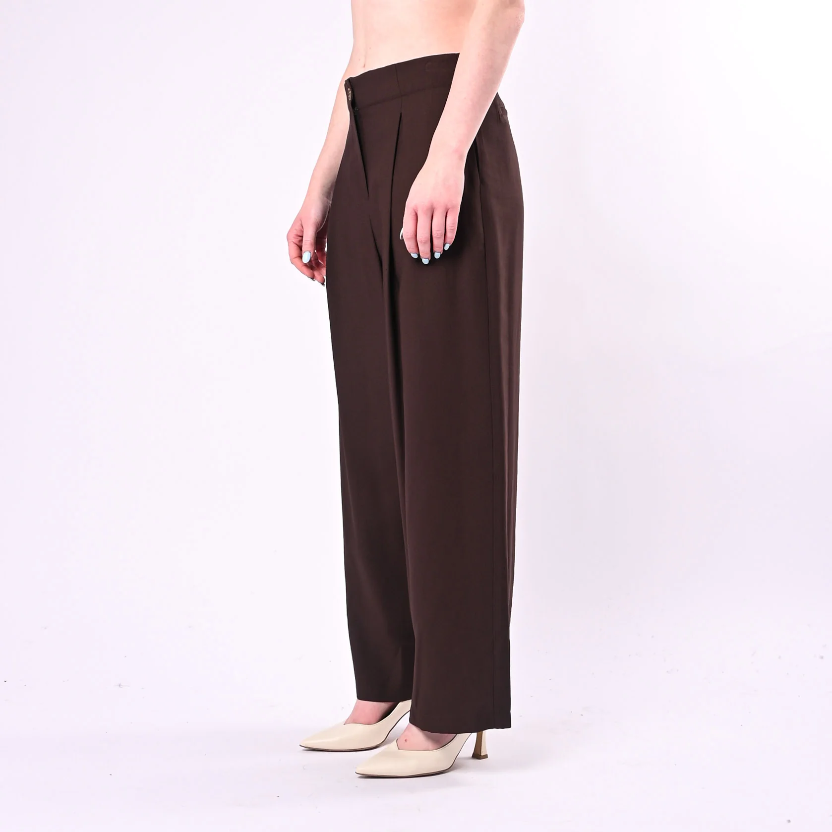 TENSIONE IN - PANTALONE PALAZZO CON PINCES ART. 26P4818/M - MORO - Image 3