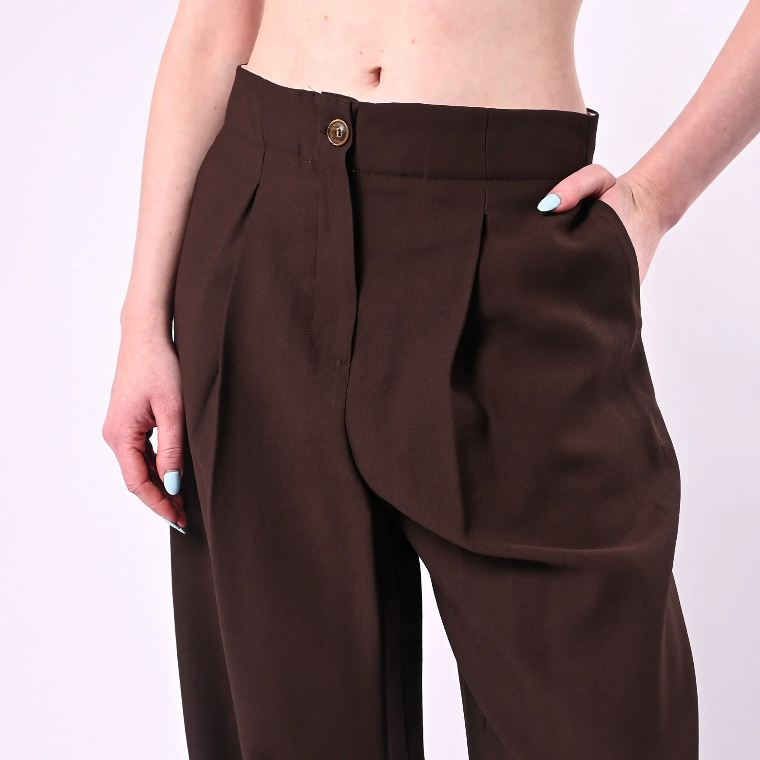 TENSIONE IN - PANTALONE PALAZZO CON PINCES ART. 26P4818/M - MORO - Image 5