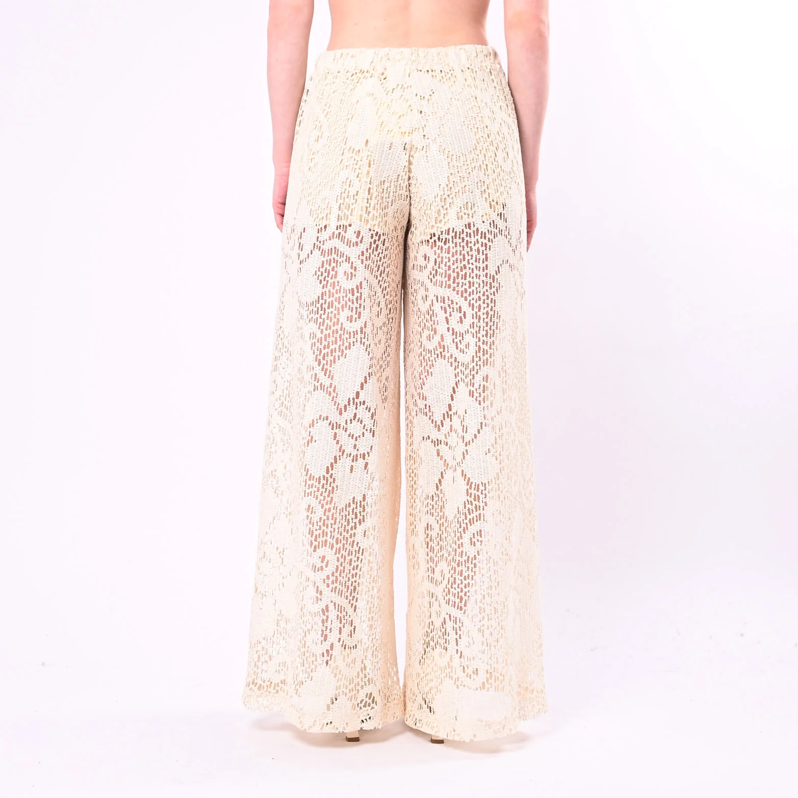TENSIONE IN - PANTALONE PALAZZO CROCHET ART. S26PC11/P - PANNA - Image 3