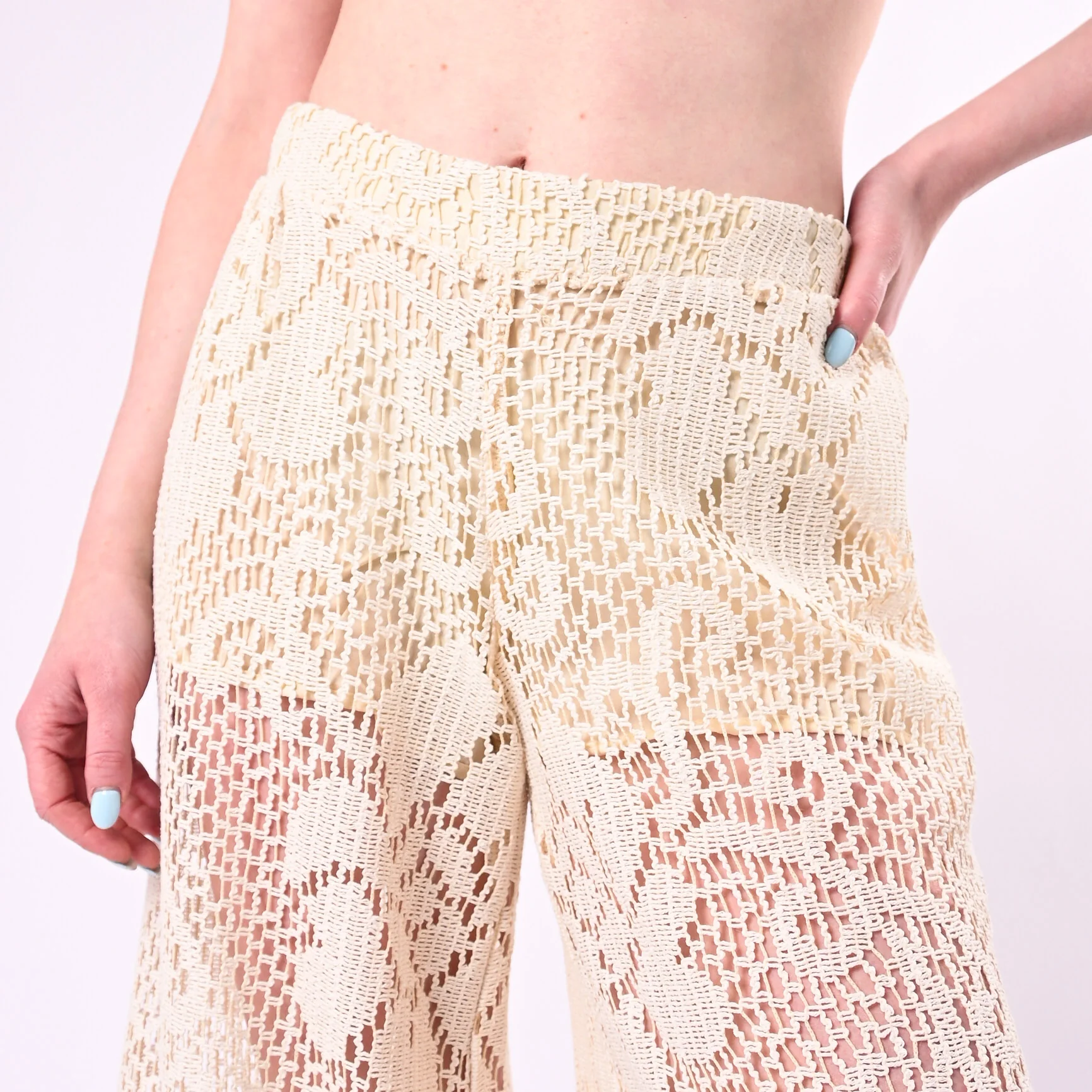 TENSIONE IN - PANTALONE PALAZZO CROCHET ART. S26PC11/P - PANNA - Image 4