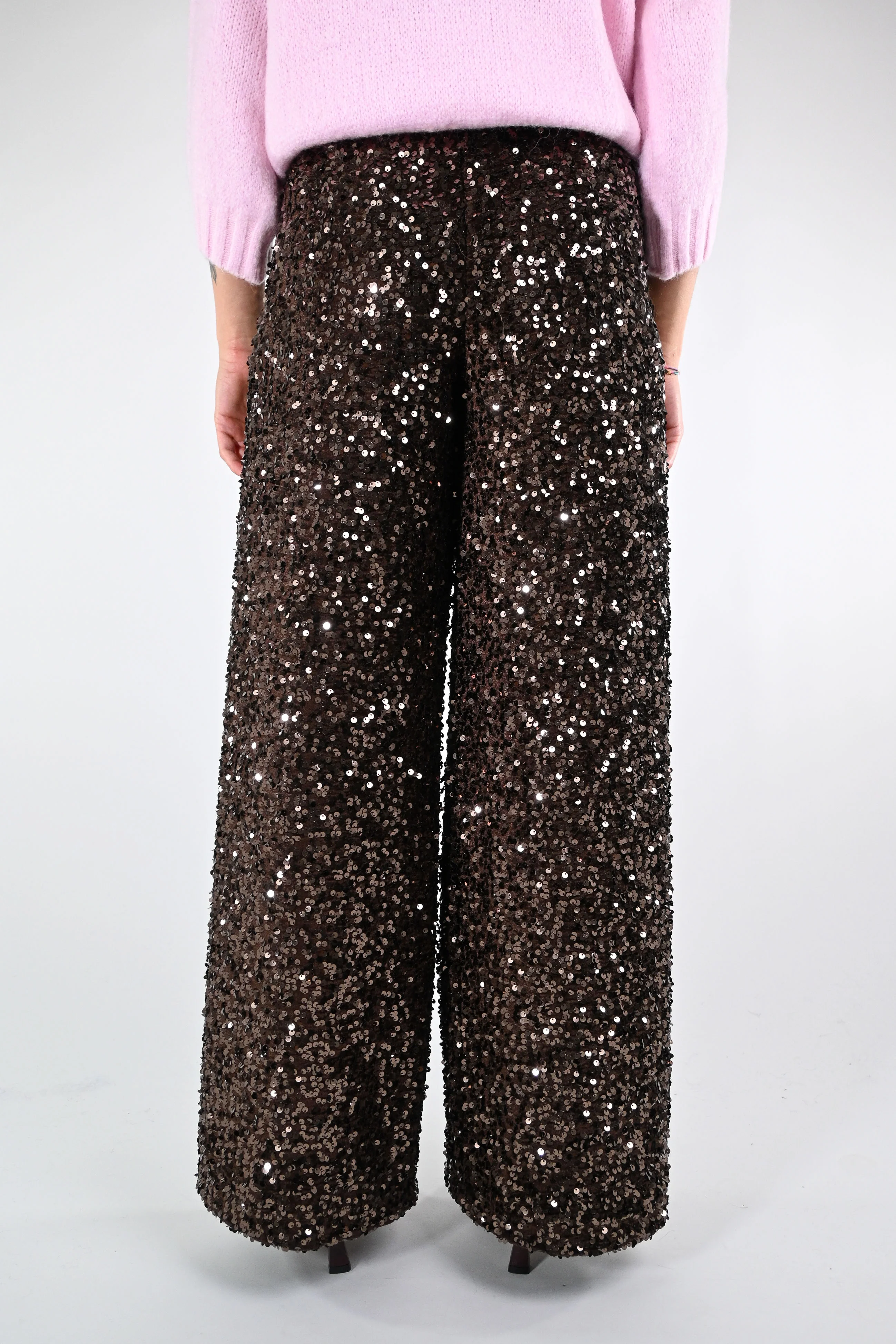 TENSIONE IN - PANTALONE PALAZZO PAILLETTES ART.W25PC73 - MORO - Image 5