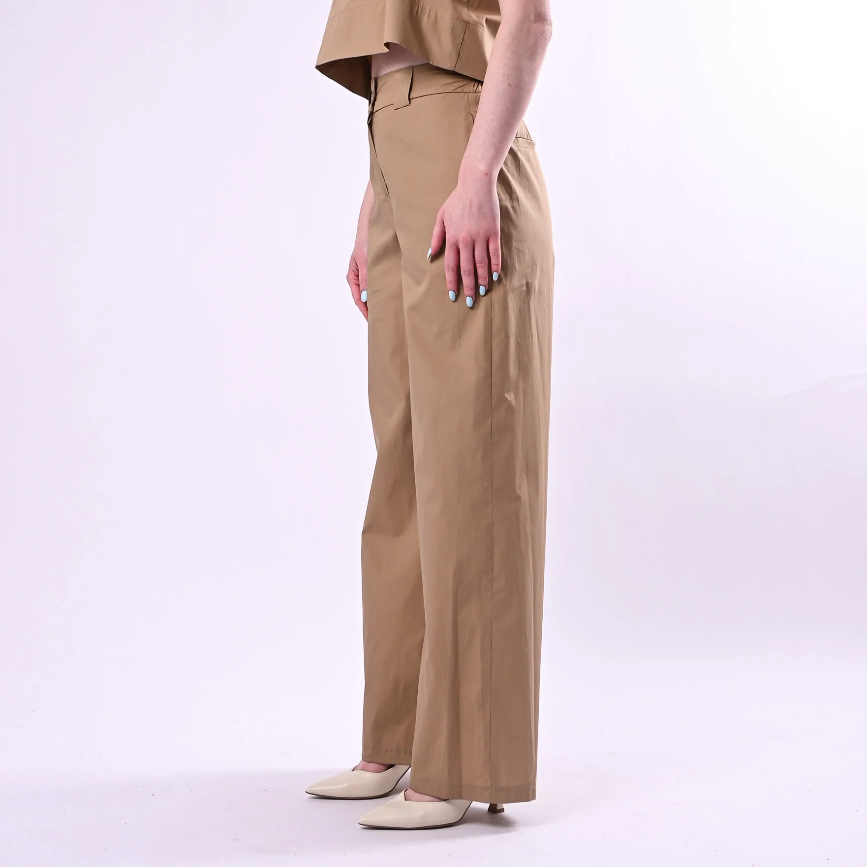 TENSIONE IN - PANTALONE PALAZZO TELA VELA ART.26P4934/C - COGNAC - Image 3
