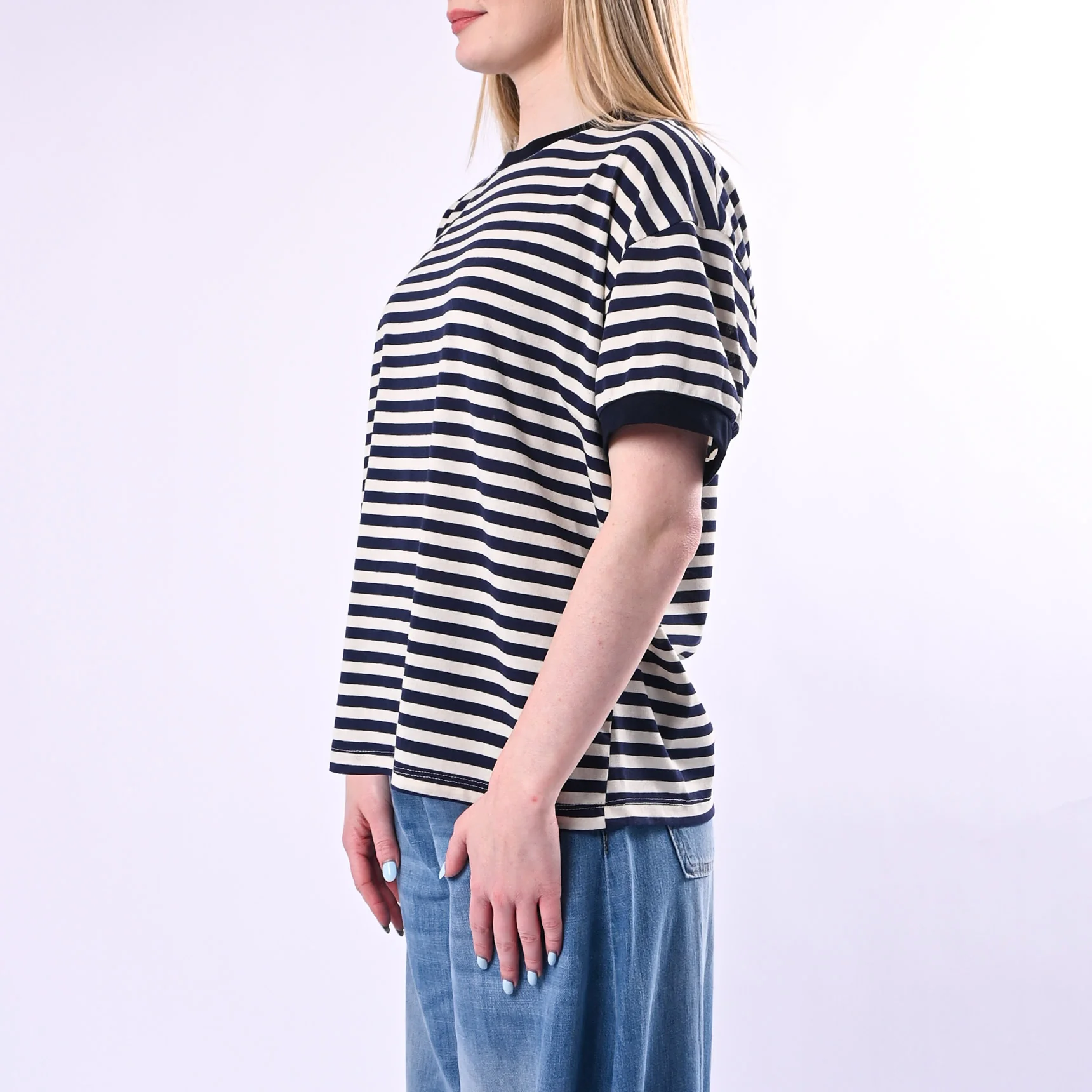 TENSIONE IN - T-SHIRT A RIGHE CON PROFILO ART.26M4893/B - BLU - Image 3
