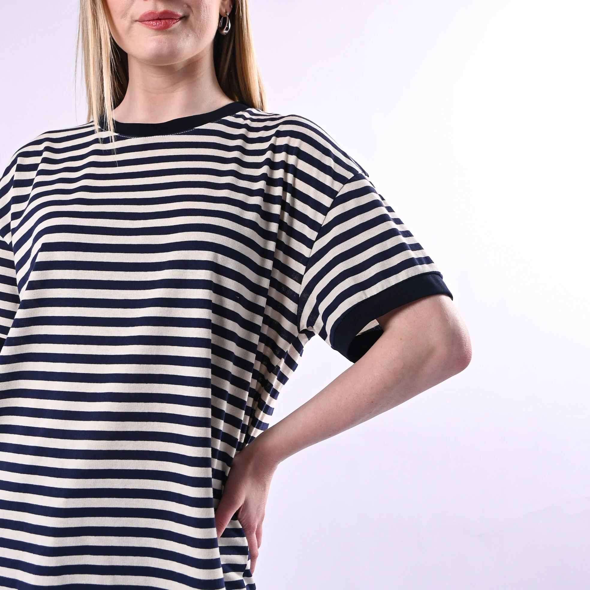 TENSIONE IN - T-SHIRT A RIGHE CON PROFILO ART.26M4893/B - BLU - Image 5