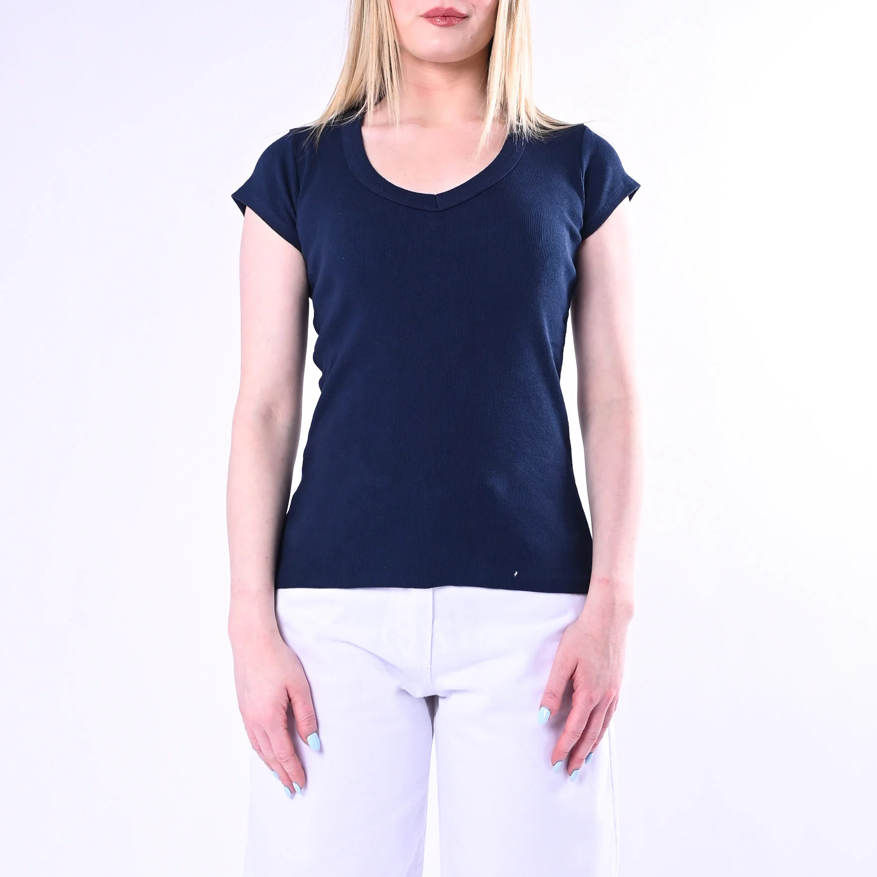 TENSIONE IN - T-SHIRT SCOLLO V A COSTINE ART.21005/B - BLU - Image 2