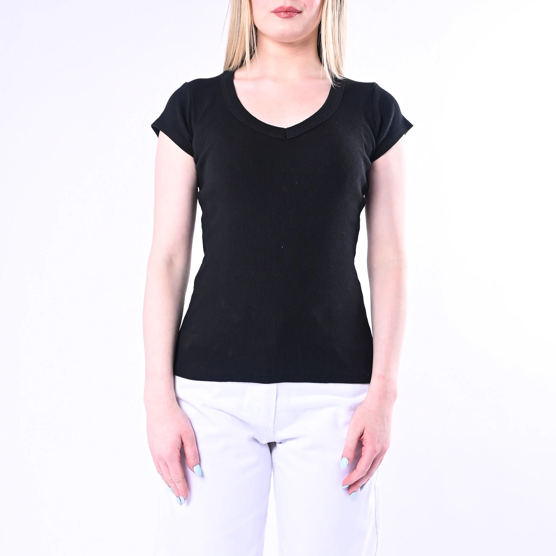 TENSIONE IN - T-SHIRT SCOLLO V A COSTINE ART.21005/N - NERO - Image 2