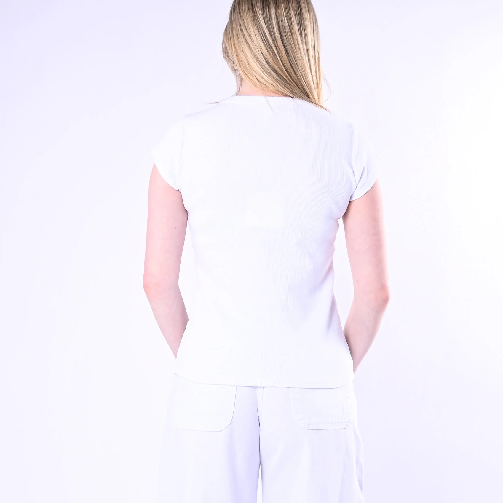 TENSIONE IN - T-SHIRT SCOLLO V A COSTINE ART.21005/P - PANNA - Image 4
