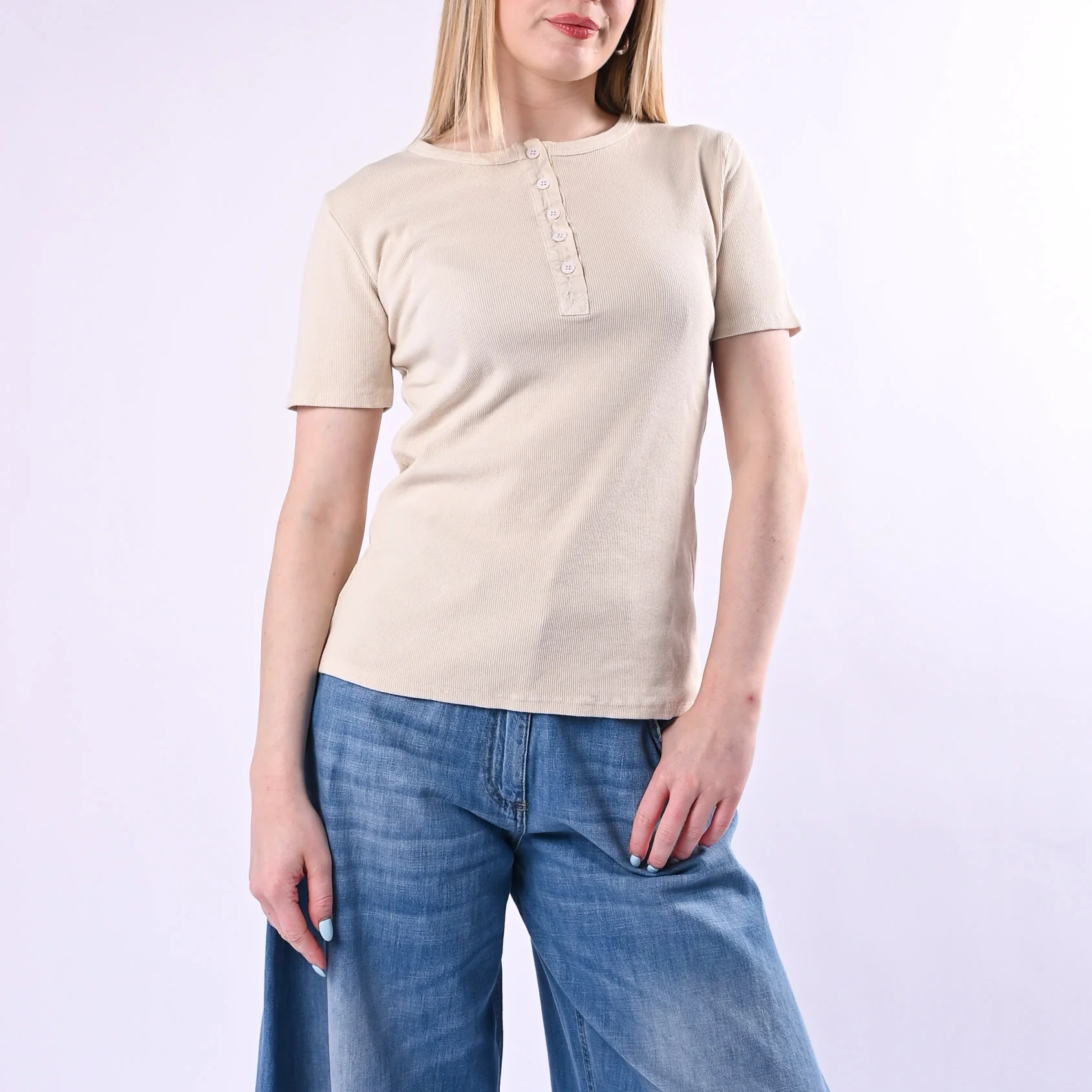 TENSIONE IN - T-SHIRT SERAFINO A COSTINE ART. 21006/B - BURRO