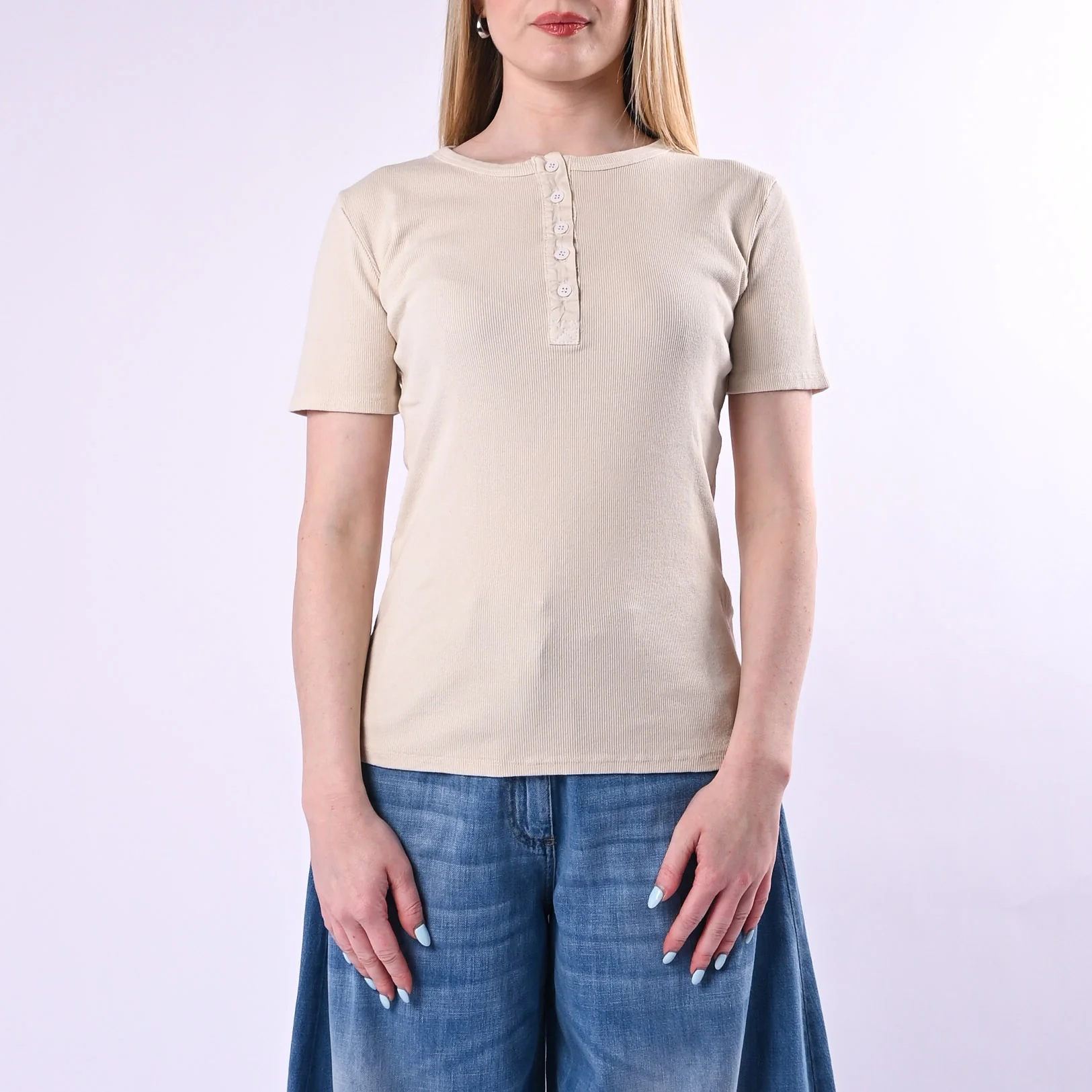 TENSIONE IN - T-SHIRT SERAFINO A COSTINE ART. 21006/B - BURRO - Image 2