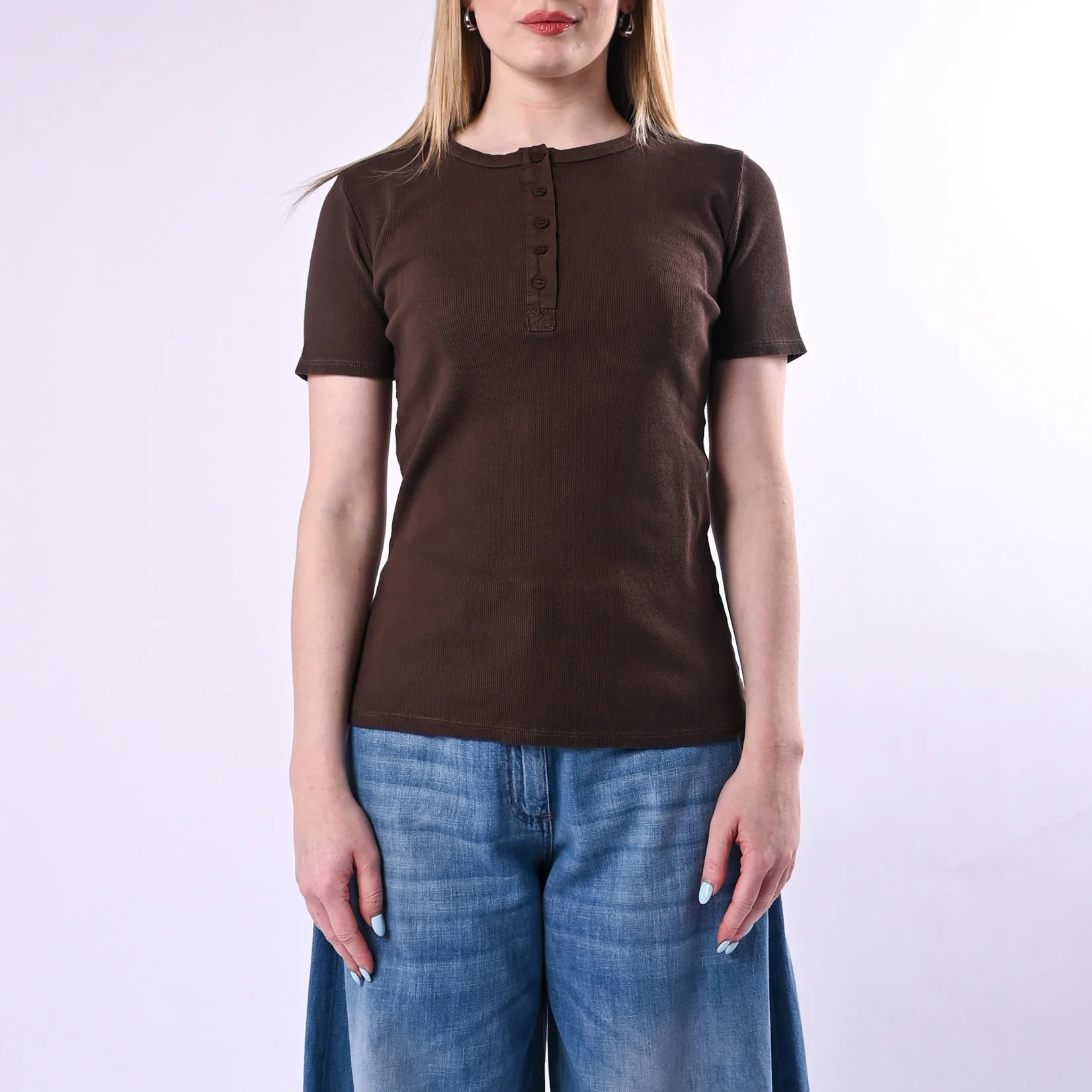 TENSIONE IN - T-SHIRT SERAFINO A COSTINE ART. 21006/C - CIOCCOLATO - Image 2