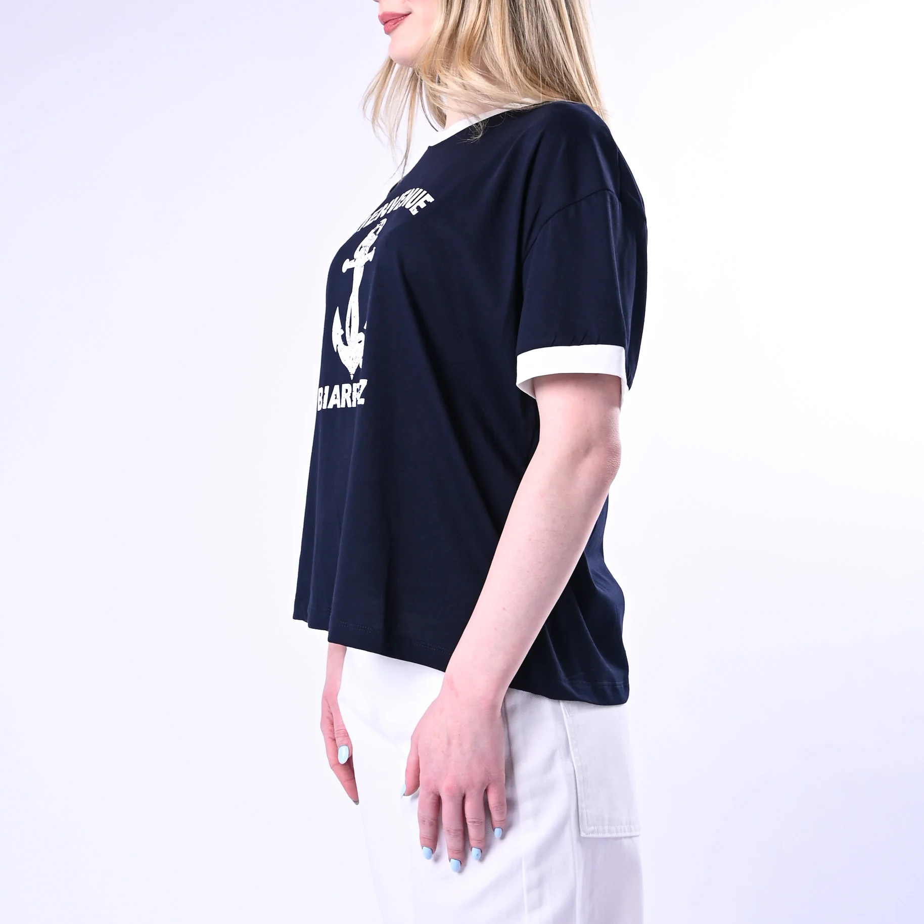 TENSIONE IN - T-SHIRT STAMPA ANCORA ART.26M4734/BP - BLU/PANNA - Image 3
