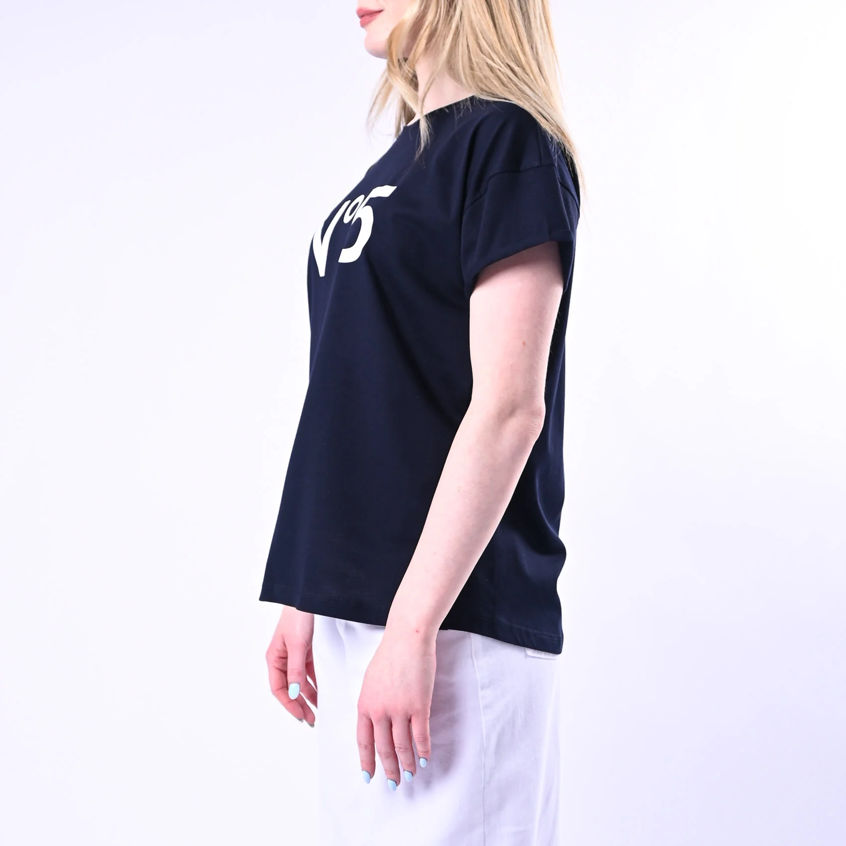 TENSIONE IN - T-SHIRT STAMPA N°5 ART.26M4385/BBI - BLU/BIANCO - Image 3