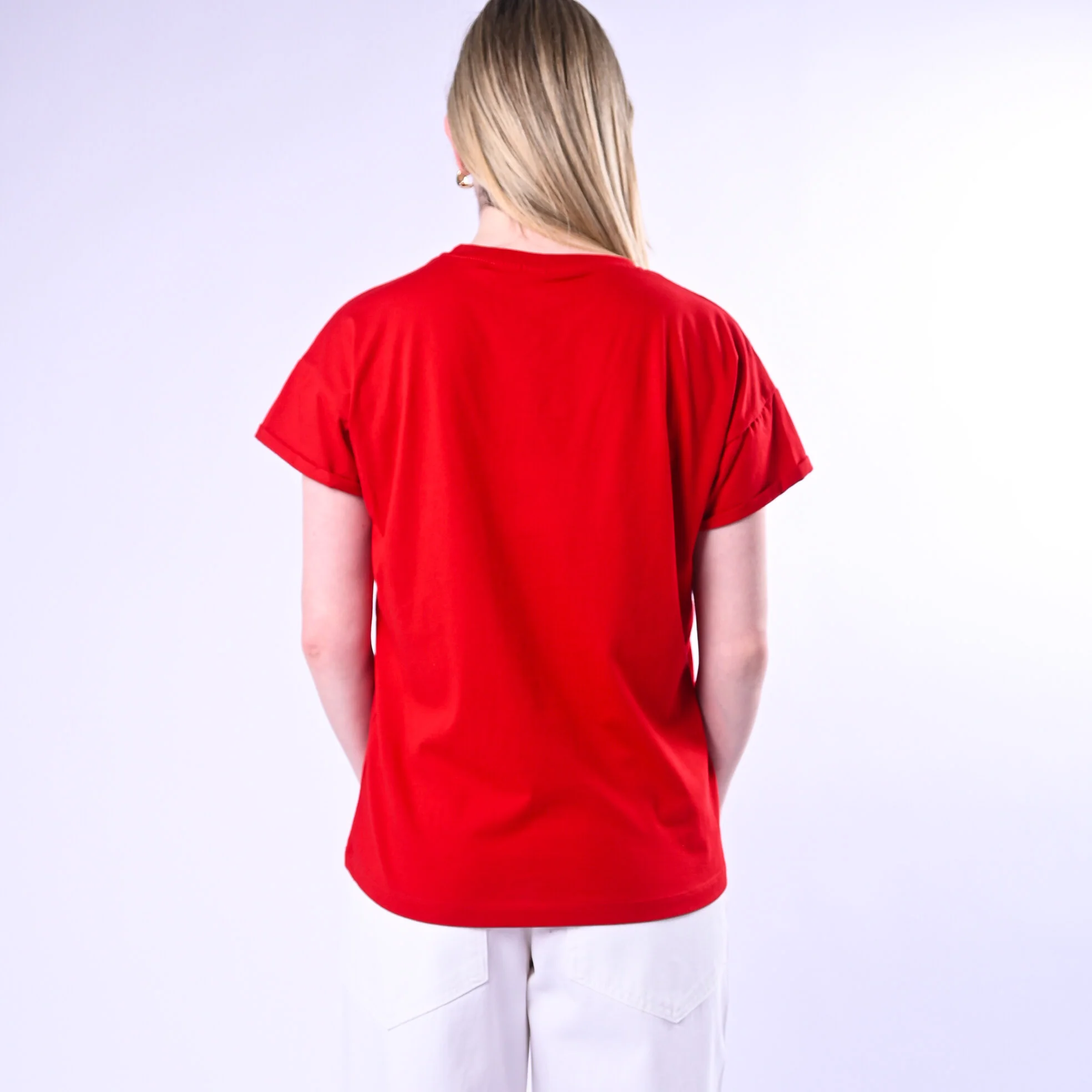 TENSIONE IN - T-SHIRT STAMPA N°5 ART.26M4385/RB - ROSSO/BIANCO - Image 4