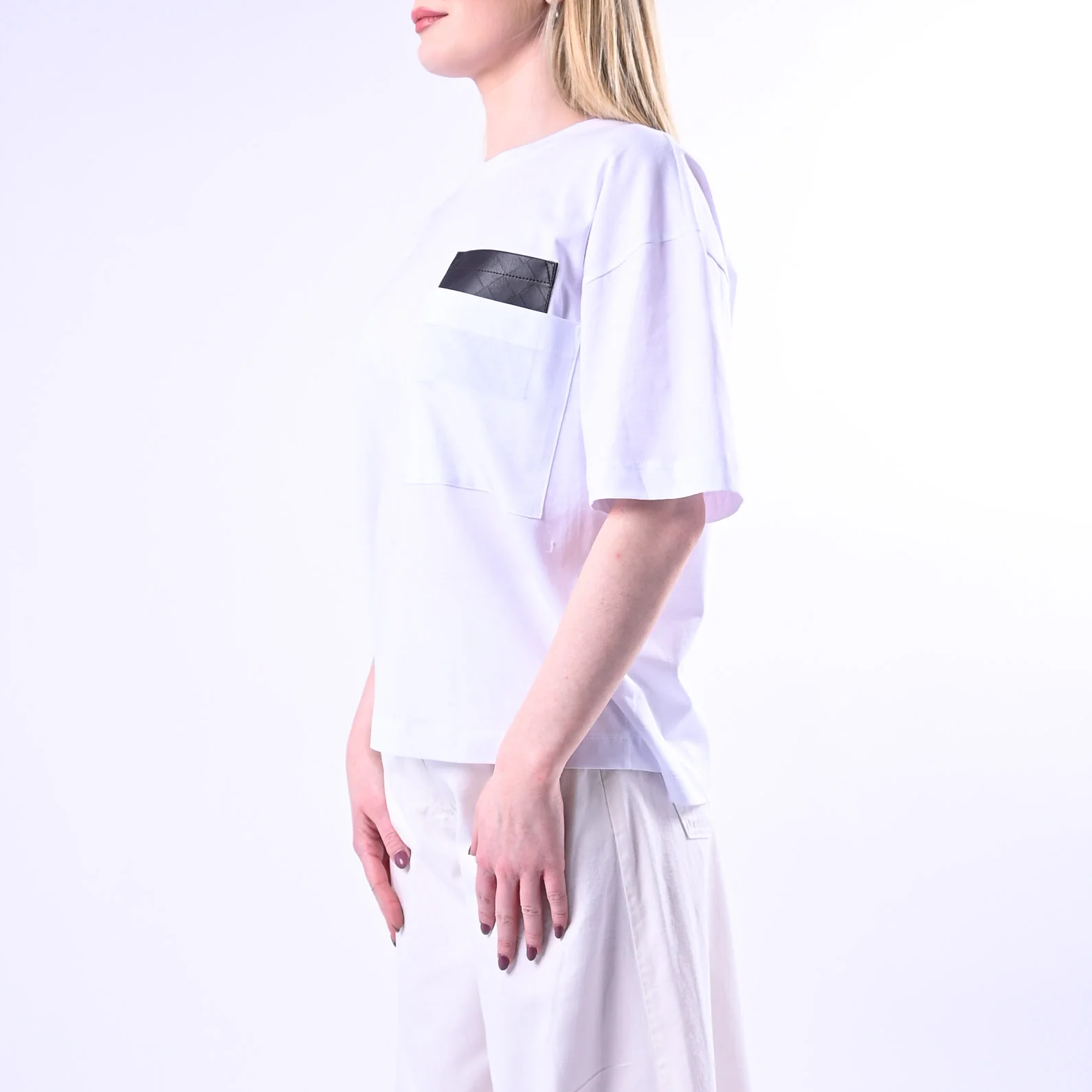 TENSIONE IN - T-SHIRT TASCHINO ECOPELLE PUNTO QUADRATO ART.26M4324 - BIANCO - Image 3