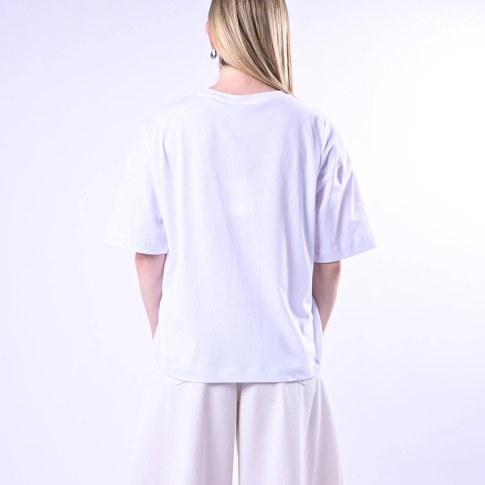 TENSIONE IN - T-SHIRT TASCHINO ECOPELLE PUNTO QUADRATO ART.26M4324 - BIANCO - Image 4