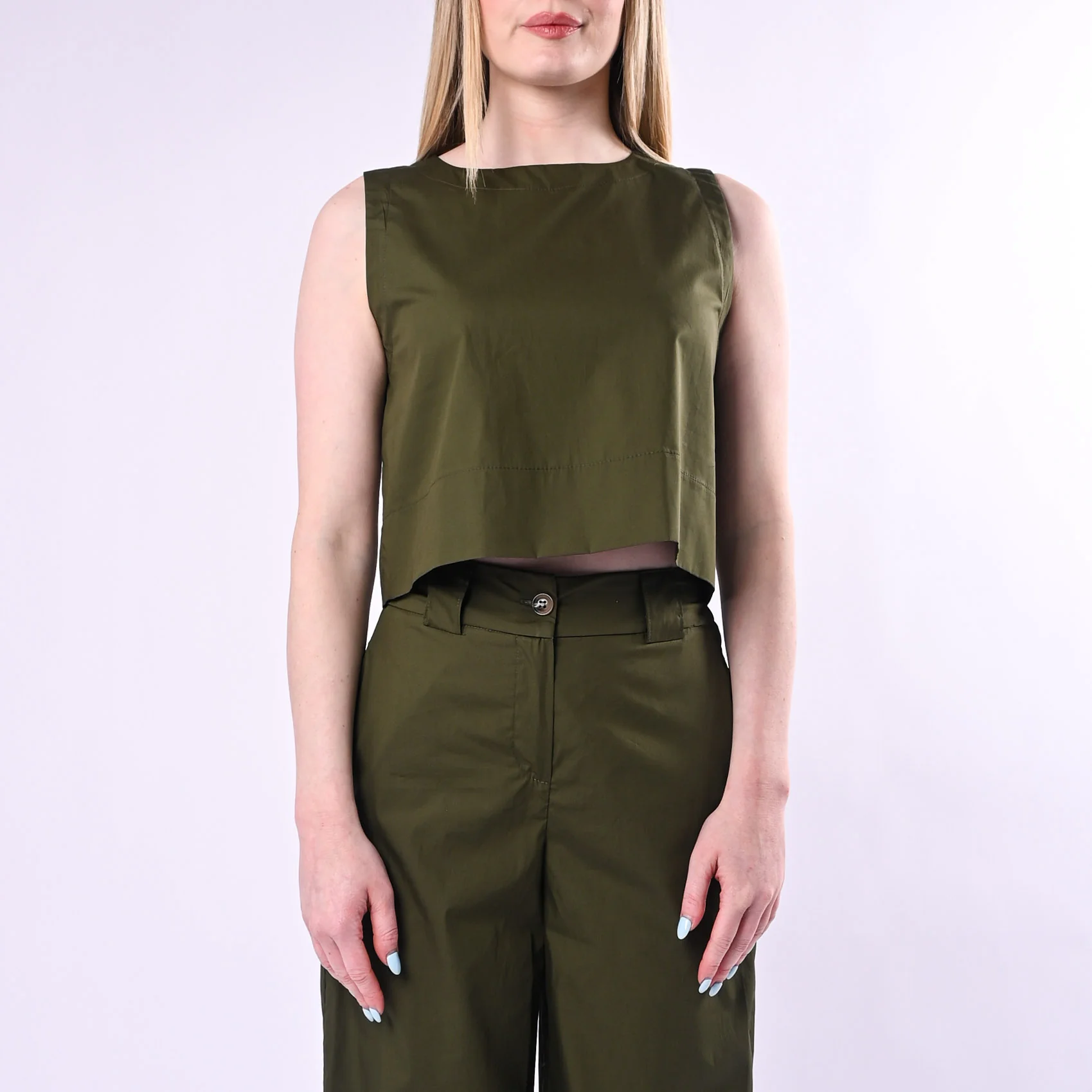 TENSIONE IN - TOP CROP IN TELA VELA ART.26T5031/M - MILITARE - Image 3