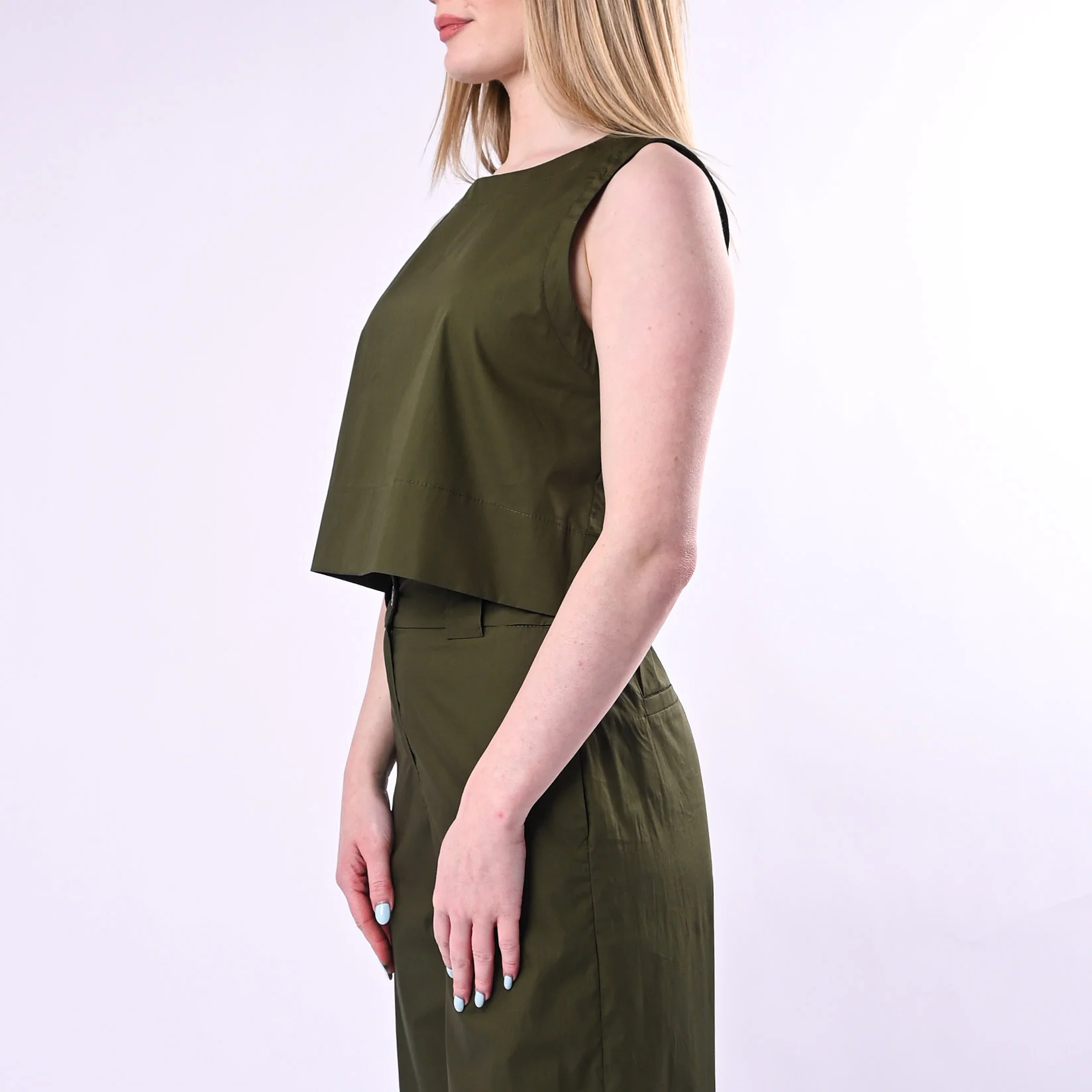 TENSIONE IN - TOP CROP IN TELA VELA ART.26T5031/M - MILITARE - Image 4