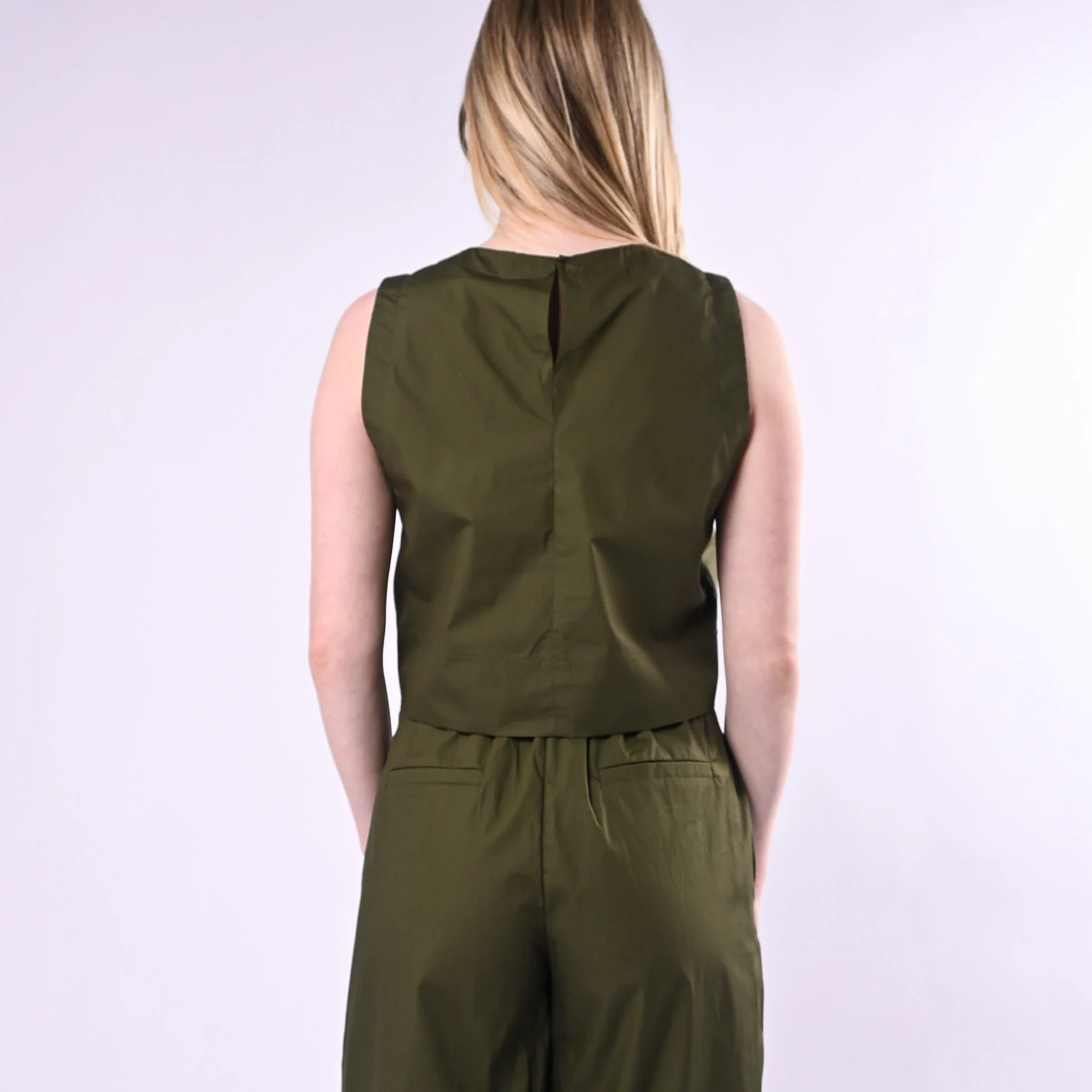 TENSIONE IN - TOP CROP IN TELA VELA ART.26T5031/M - MILITARE - Image 5