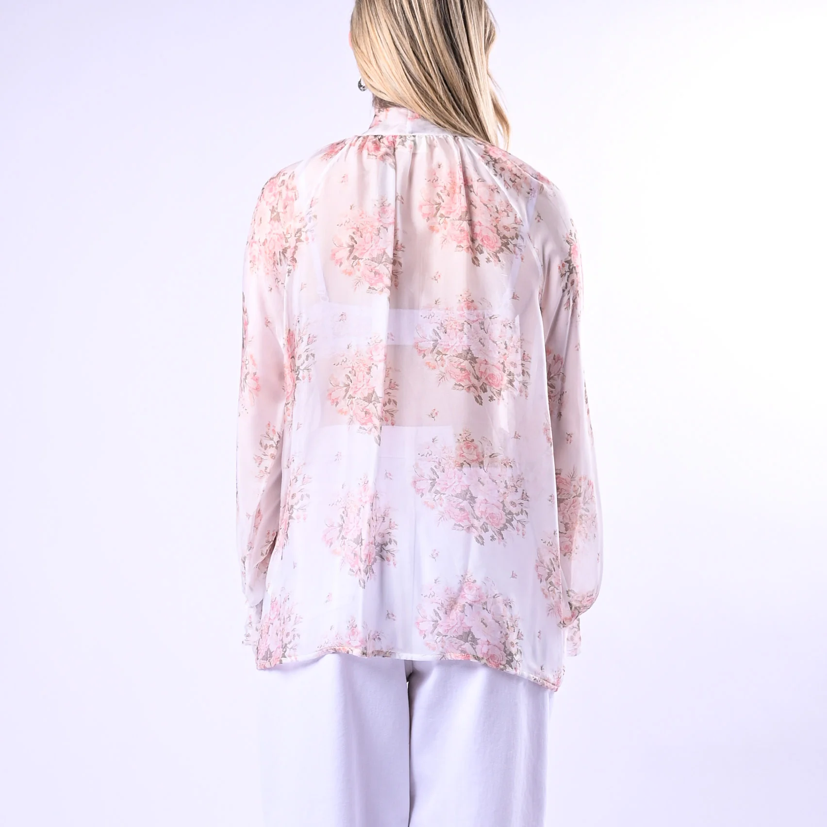 VICOLO - CAMICIA CON FIOCCO FLOREALE ART.TAB0340 - BURRO/ROSA - Image 3