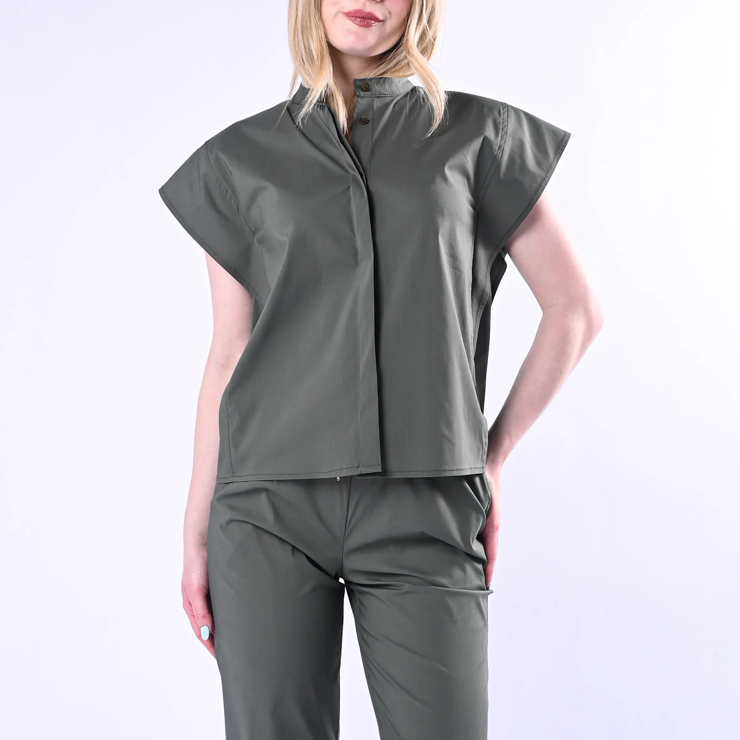 VICOLO - CAMICIA COREANA SPALLA ALETTE ART.TAB2008/M - MILITARE - Image 2