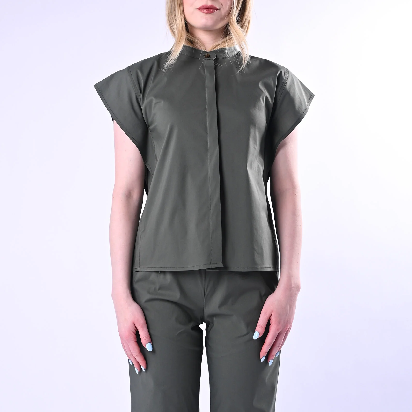 VICOLO - CAMICIA COREANA SPALLA ALETTE ART.TAB2008/M - MILITARE - Image 3