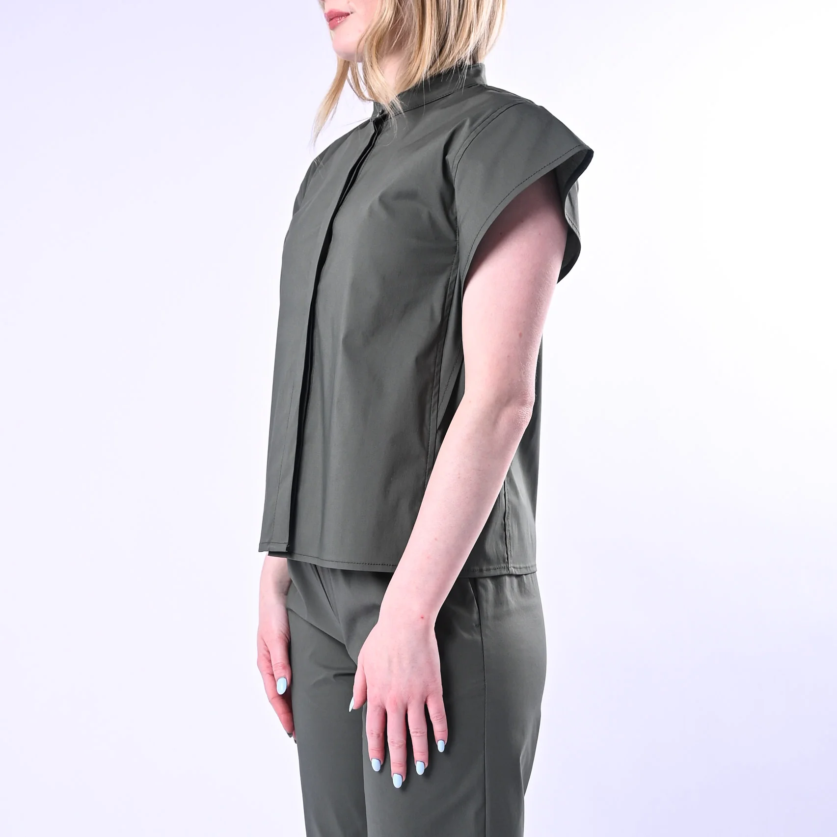 VICOLO - CAMICIA COREANA SPALLA ALETTE ART.TAB2008/M - MILITARE - Image 4