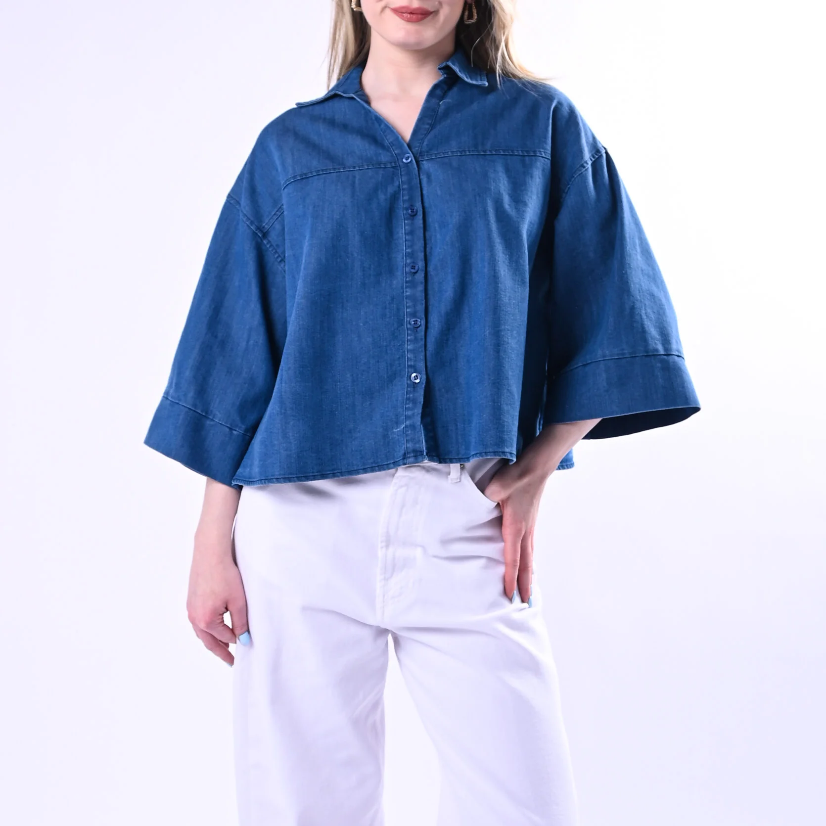 VICOLO - CAMICIA DENIM A SCATOLA ART.TAB1939/J - JEANS