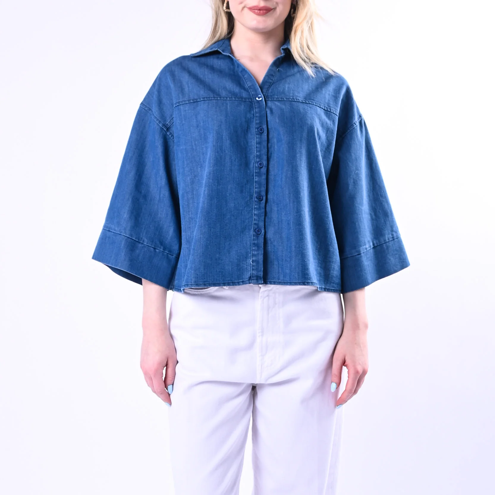 VICOLO - CAMICIA DENIM A SCATOLA ART.TAB1939/J - JEANS - Image 2