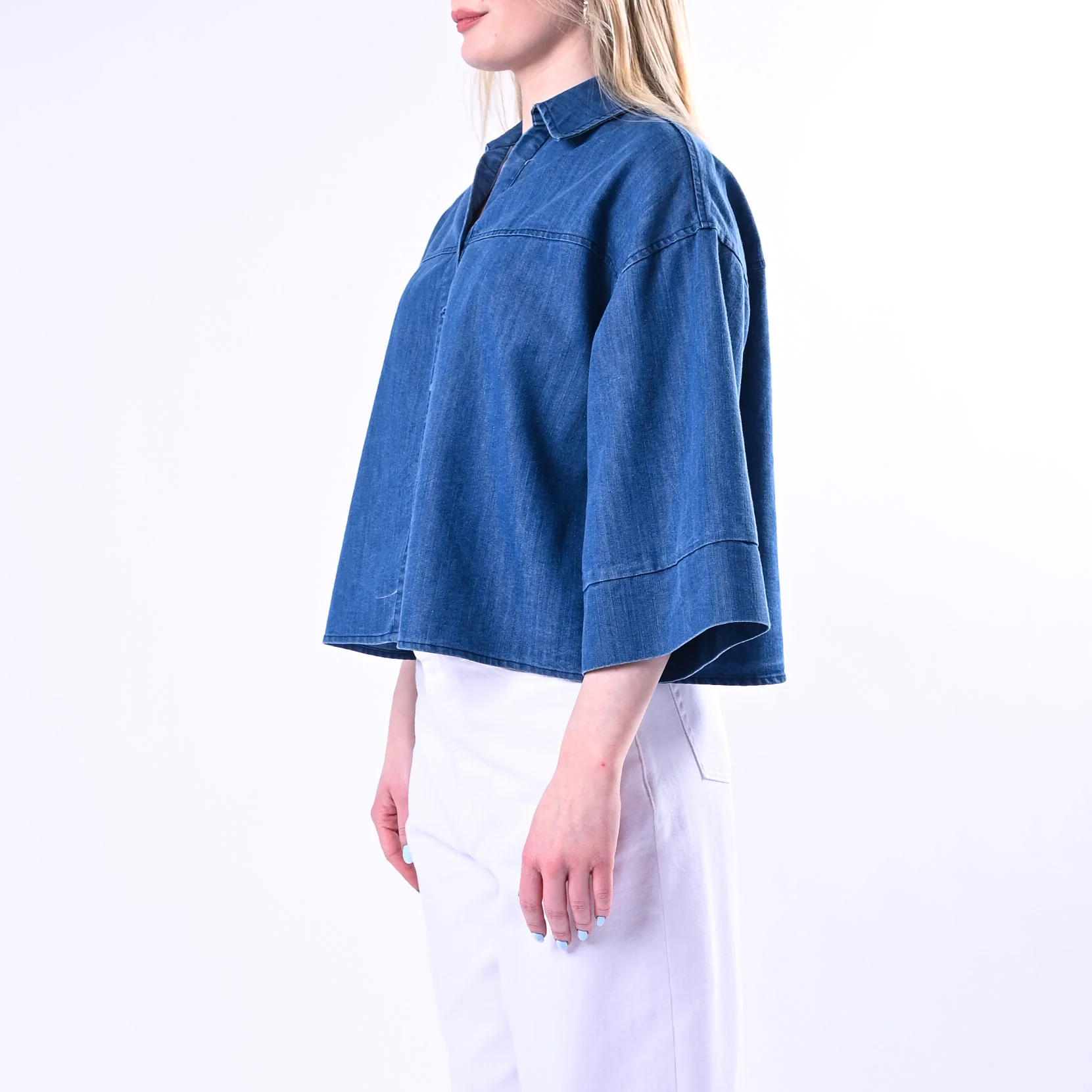 VICOLO - CAMICIA DENIM A SCATOLA ART.TAB1939/J - JEANS - Image 3