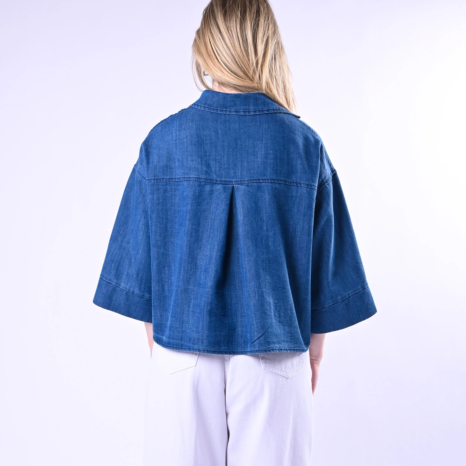 VICOLO - CAMICIA DENIM A SCATOLA ART.TAB1939/J - JEANS - Image 4