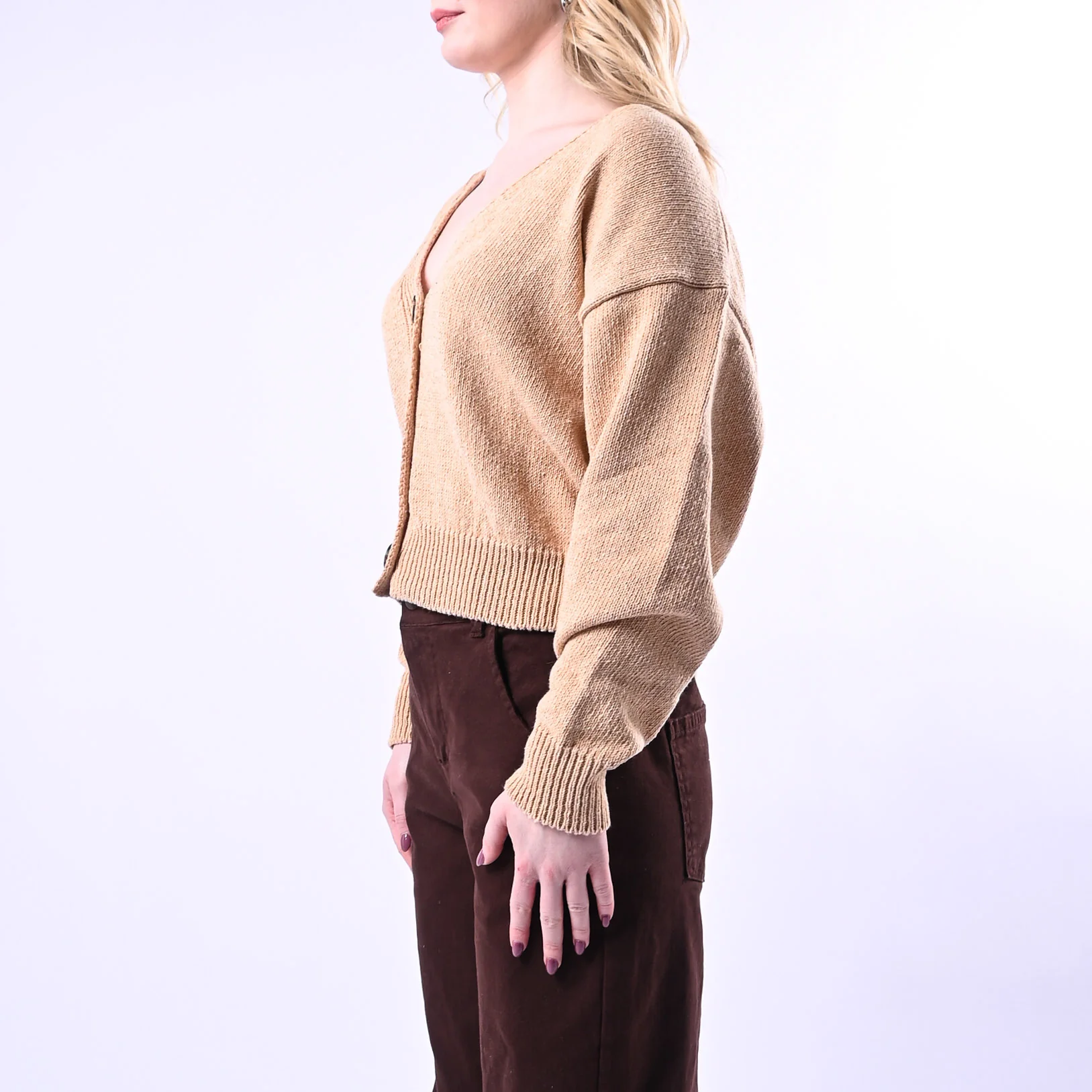 VICOLO - CARDIGAN OVER IN COTONE ART.5AB5015 - BEIGE - Image 3