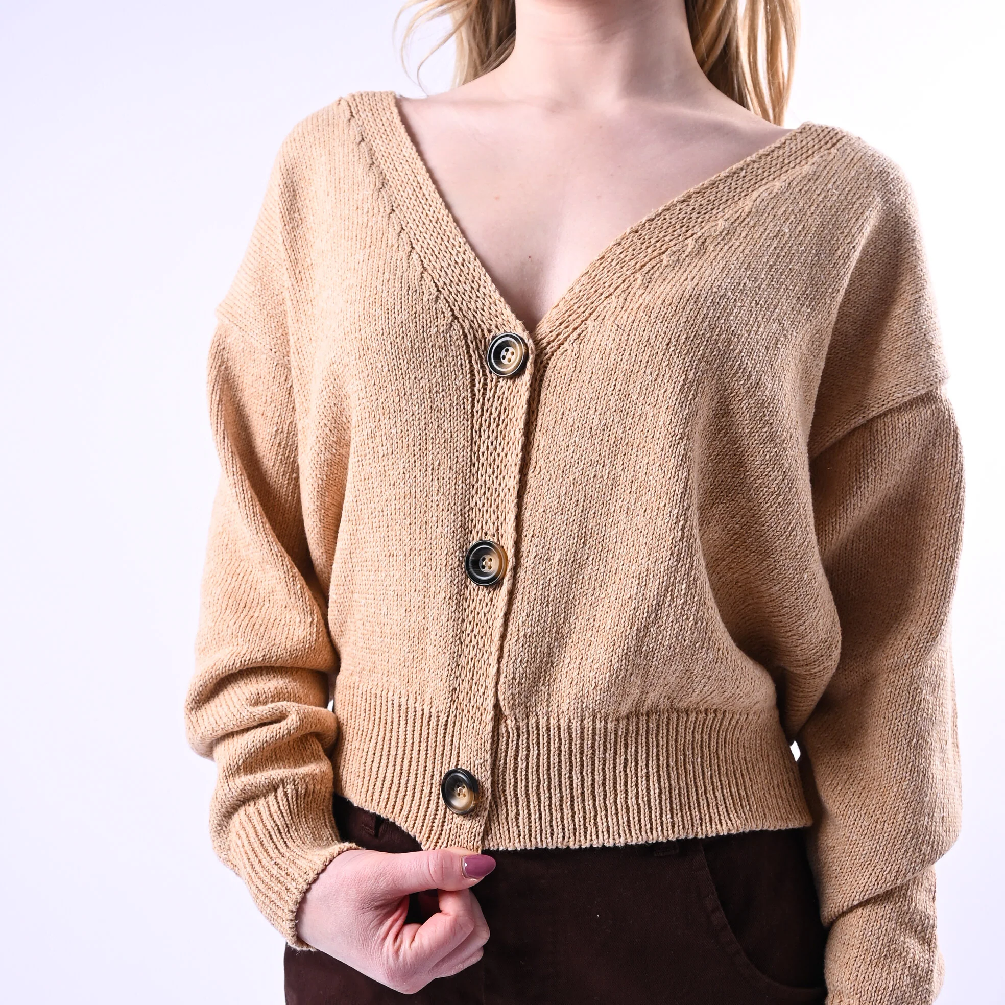 VICOLO - CARDIGAN OVER IN COTONE ART.5AB5015 - BEIGE - Image 5