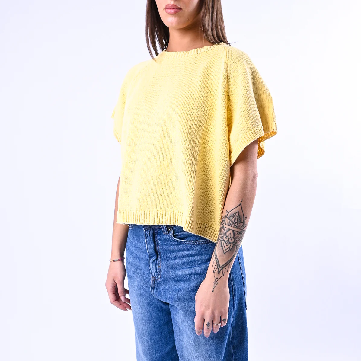 VICOLO - GILET OVER IN MAGLIA ART.5AB5009 - GIALLO - Image 3