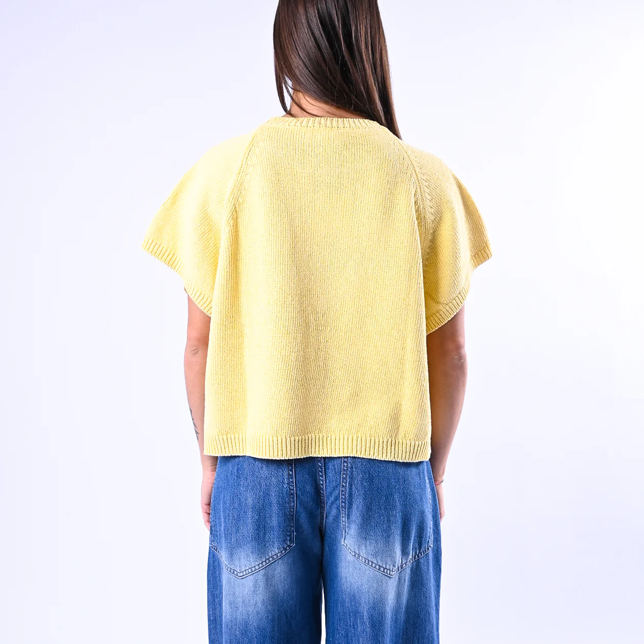 VICOLO - GILET OVER IN MAGLIA ART.5AB5009 - GIALLO - Image 4