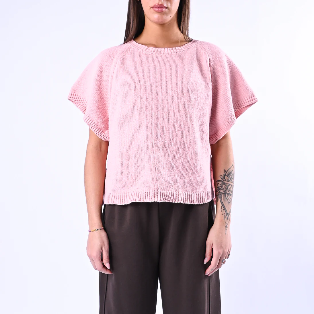 VICOLO - GILET OVER IN MAGLIA ART.5AB5009 - ROSA - Image 3