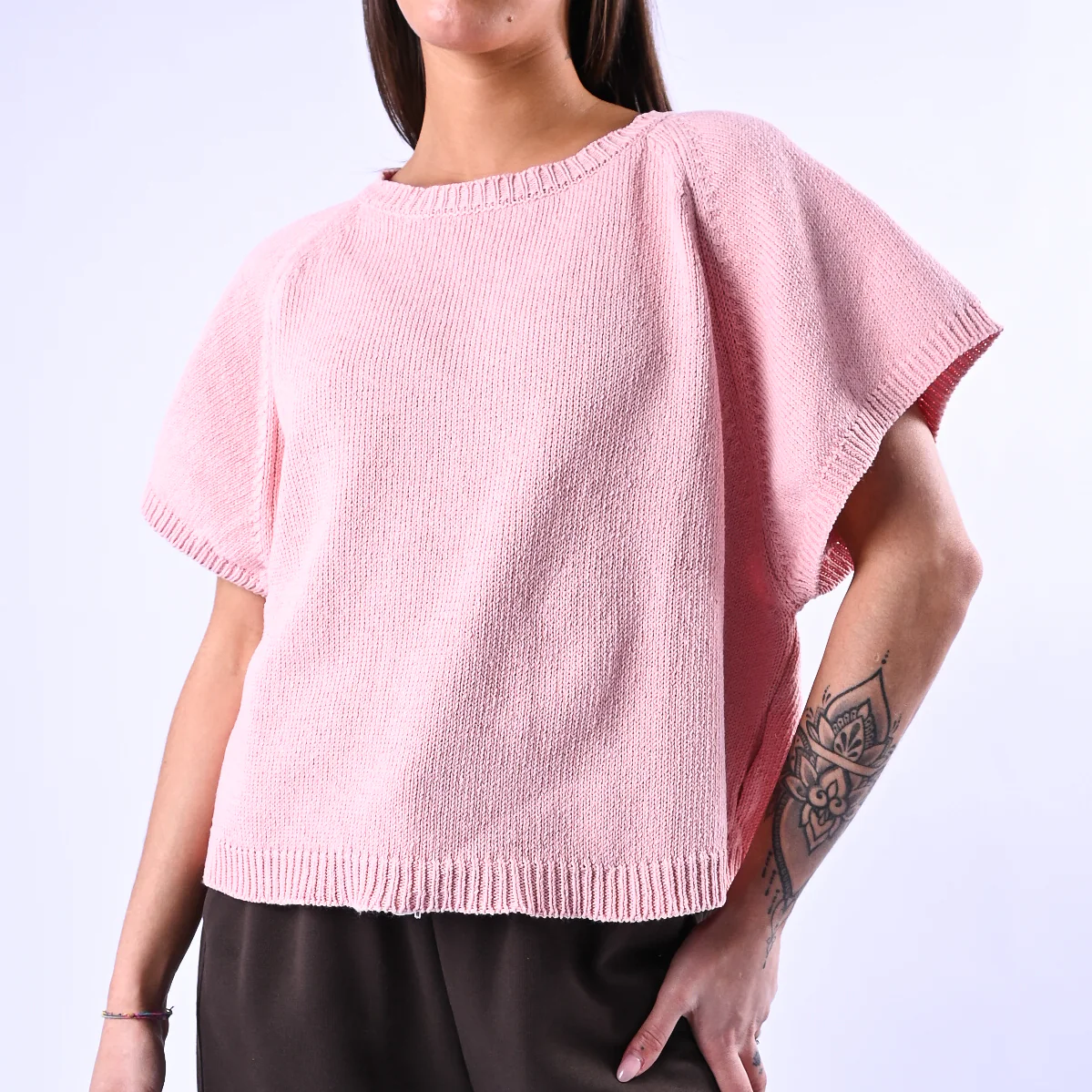 VICOLO - GILET OVER IN MAGLIA ART.5AB5009 - ROSA - Image 6