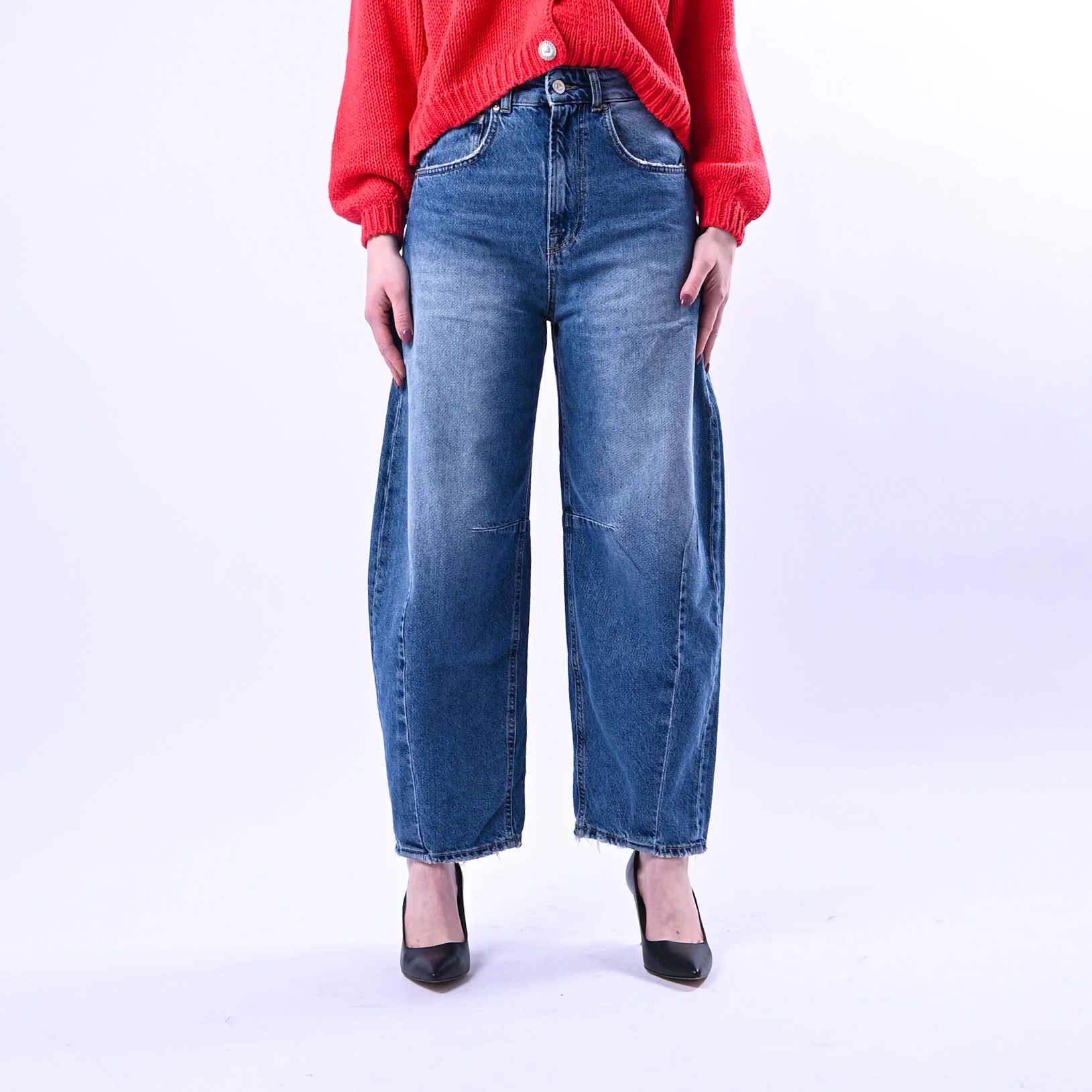 VICOLO - JEANS BARREL CON RIPRESE ART.DAB5281 - LAVAGGIO MEDIO - Image 2