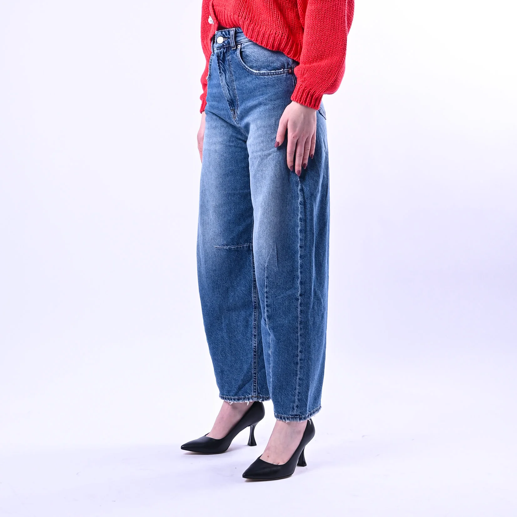 VICOLO - JEANS BARREL CON RIPRESE ART.DAB5281 - LAVAGGIO MEDIO - Image 3