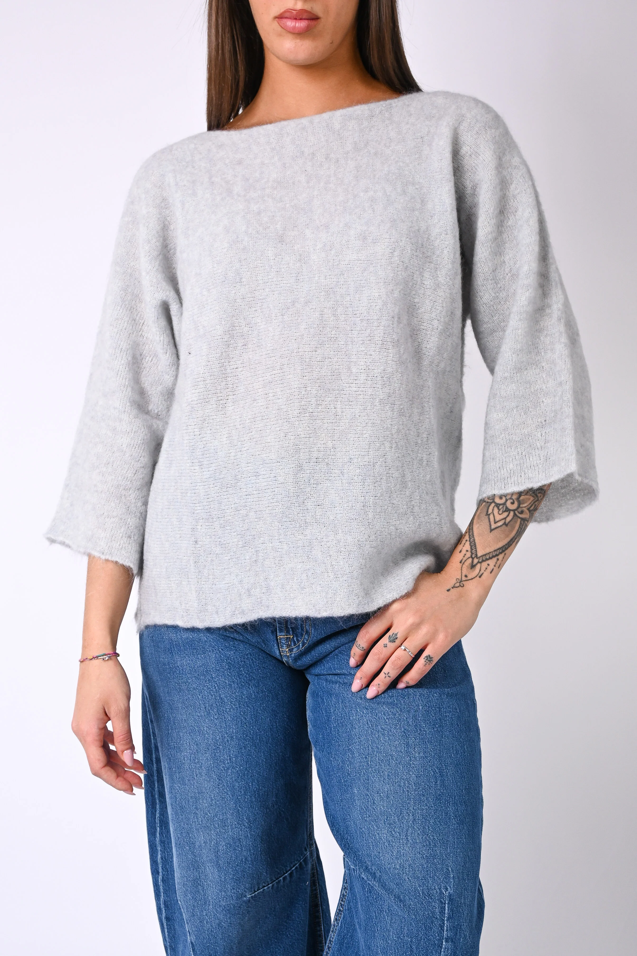 VICOLO - MAGLIA BARCHETTA MOHAIR/MERINOS ART.55111/F - PERLA