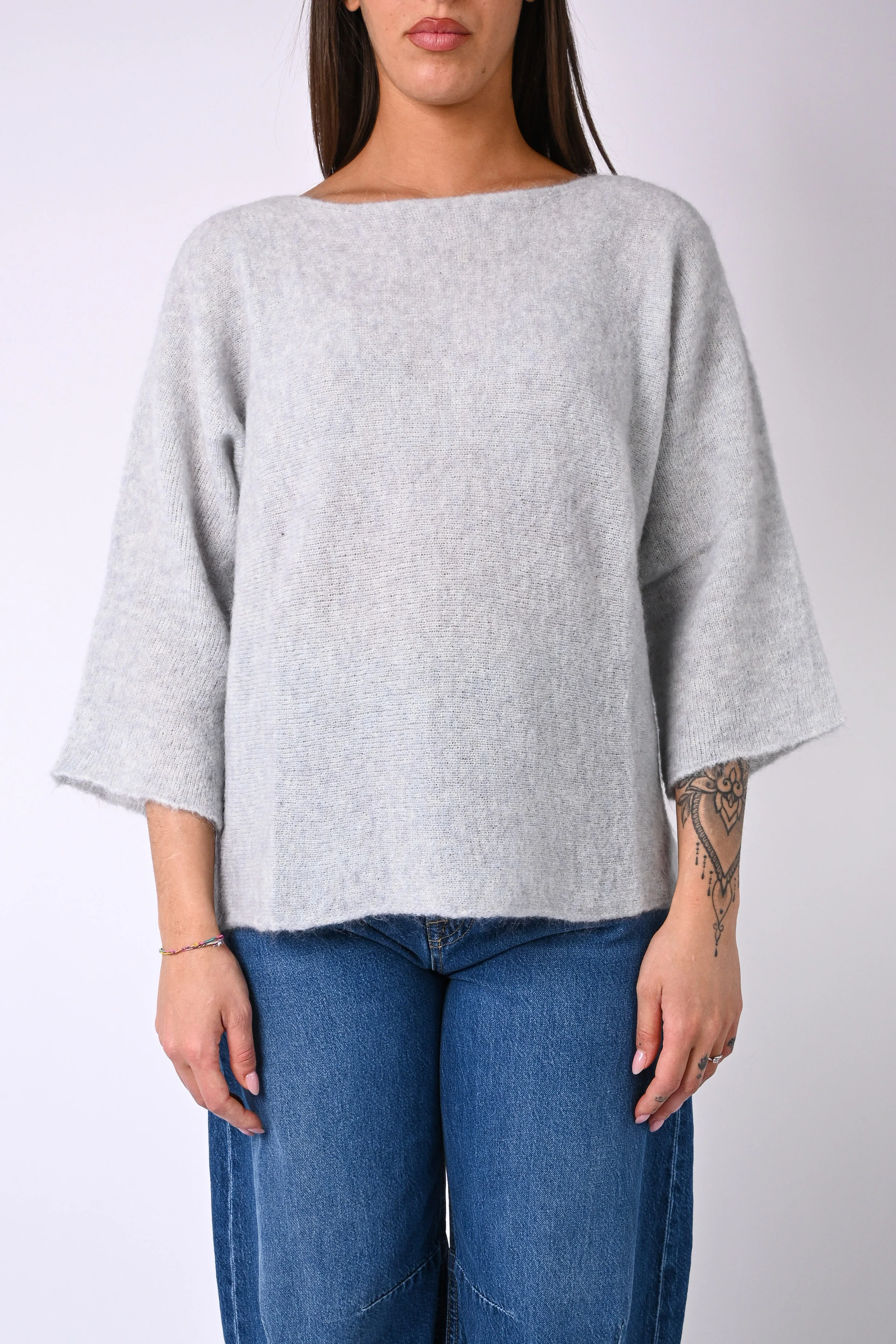 VICOLO - MAGLIA BARCHETTA MOHAIR/MERINOS ART.55111/F - PERLA - Image 2