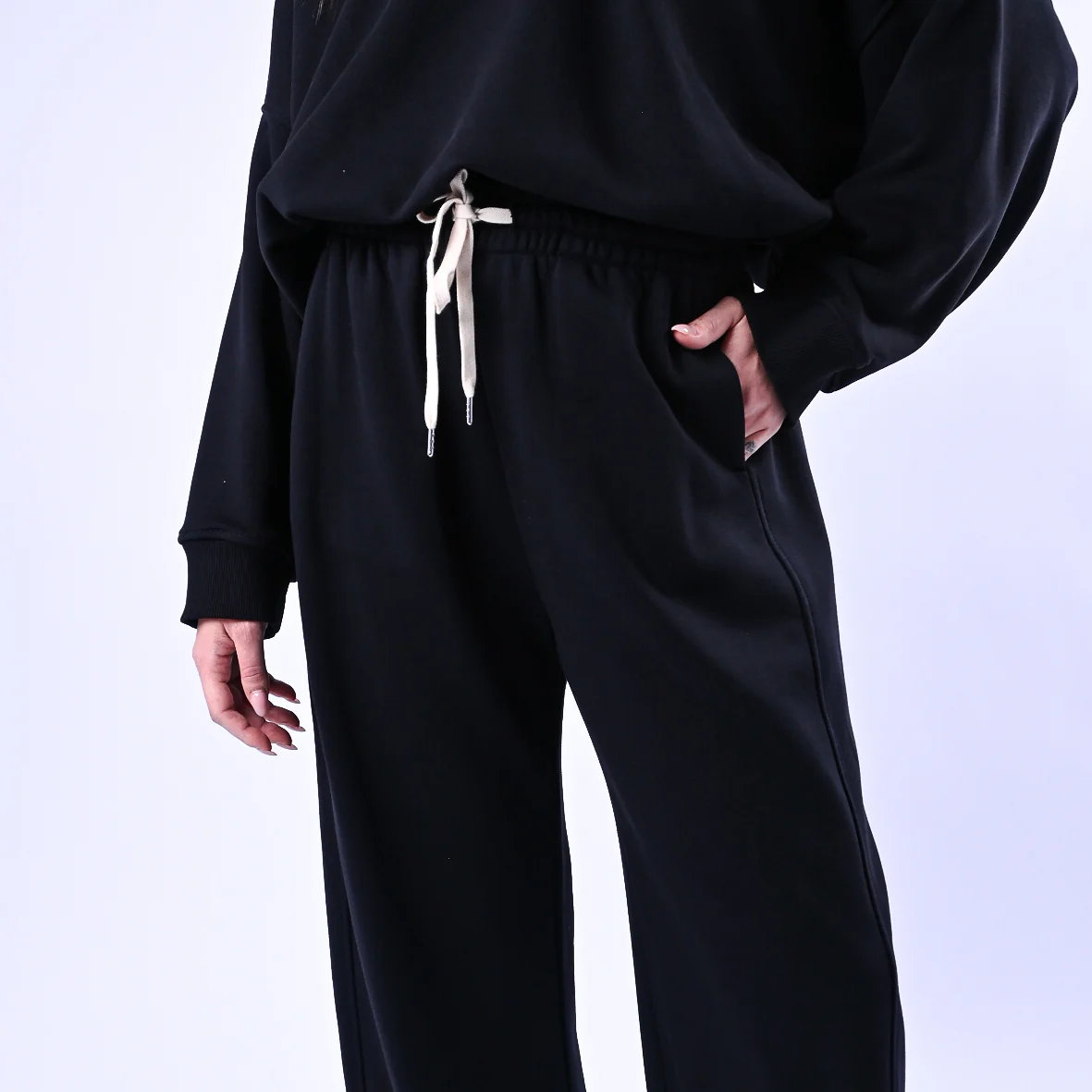 VICOLO - PANTALONE BARREL IN FELPA GARZATA ART.TAB0428 - NERO - Image 5