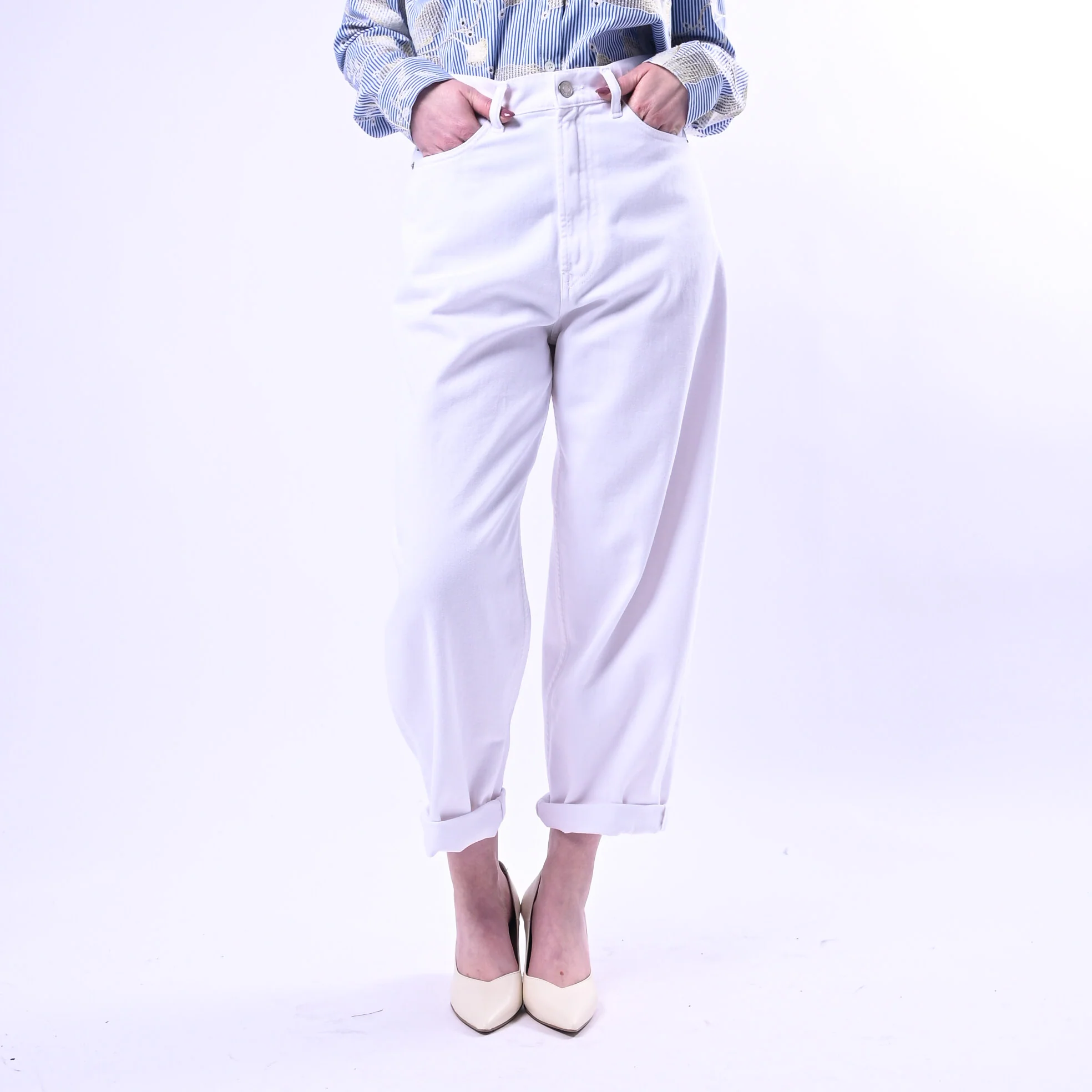 VICOLO - PANTALONE LAILA BALLOON ART.DAB5225 - BULL DENIM BIANCO - Image 2