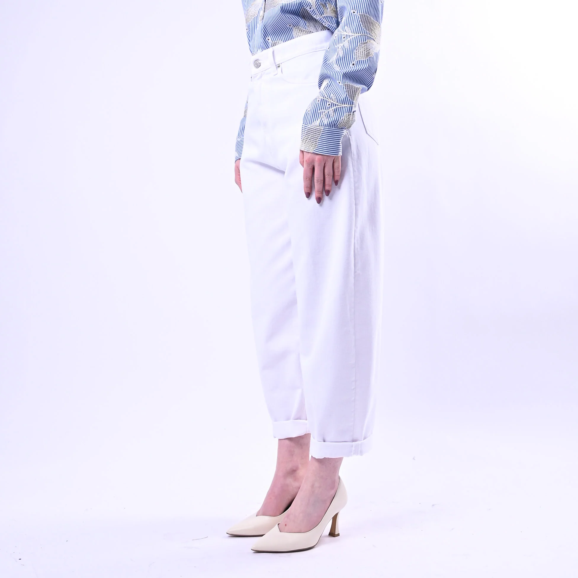 VICOLO - PANTALONE LAILA BALLOON ART.DAB5225 - BULL DENIM BIANCO - Image 3